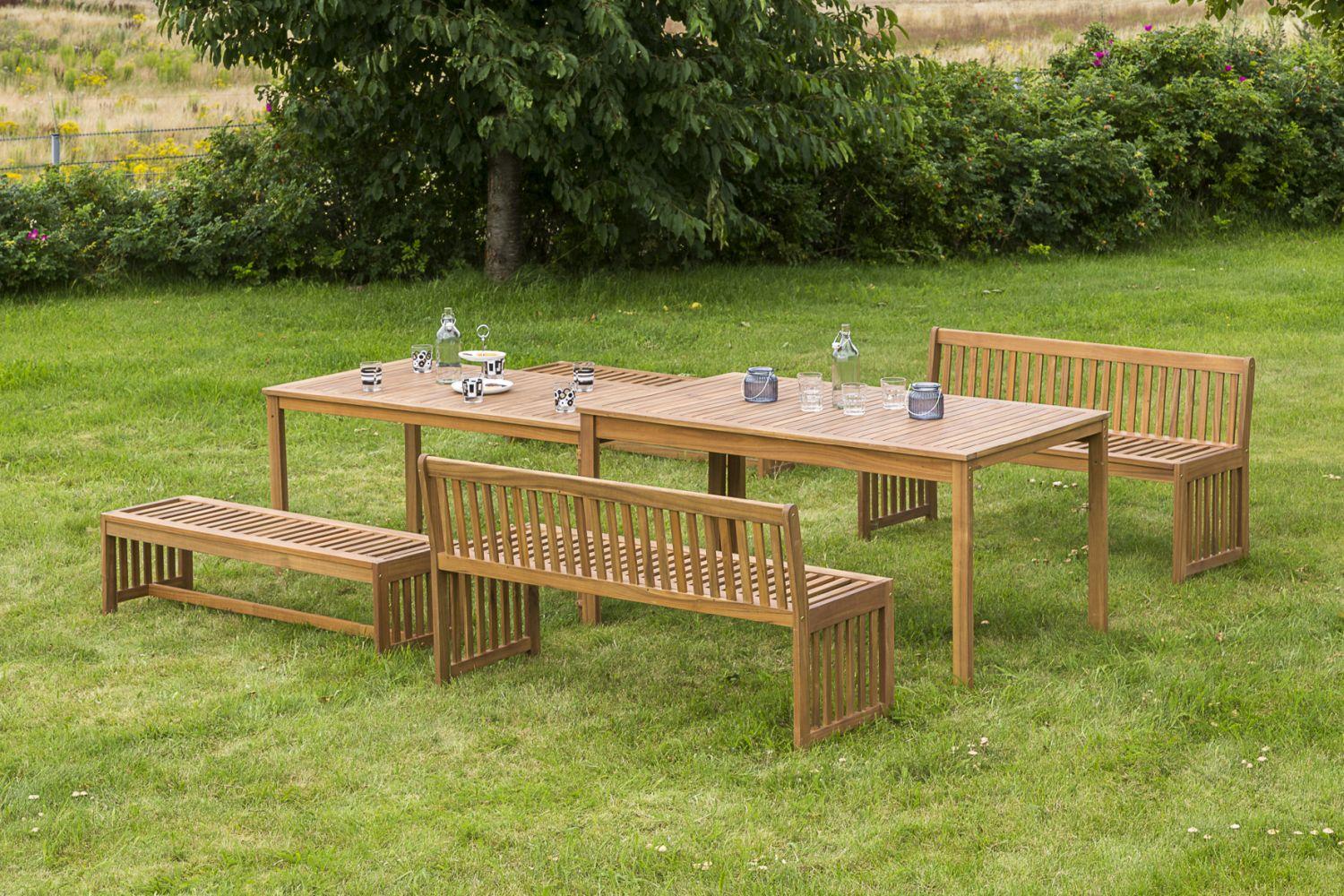 Gartengarnitur Hawaii 6-Teilig Holz Natur Incl. 4 Auflagen - Multicolor/Akaziefarben, Basics, Holz/Textil - Gardenson