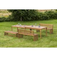 Gartengarnitur Hawaii 6-teilig Holz Natur Incl. 4 Auflagen - Multicolor/Akaziefarben, Basics, Holz/Textil - Gardenson
