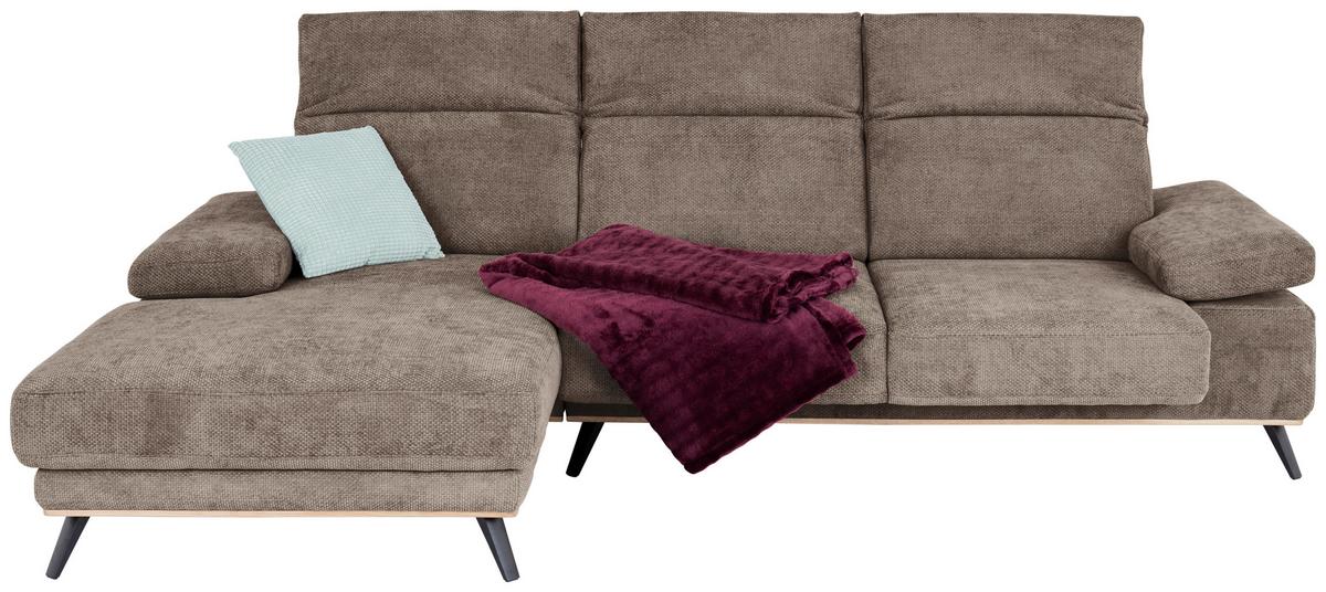Ecksofa Royce - Schlammfarben/Schwarz, MODERN, Textil (194/283cm)