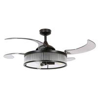 Deckenventilator Fanaway Schwarz 4-Flügel, LED-Leuchte - Transparent/Schwarz, Trend, Kunststoff/Metall (122/40cm) - P & B