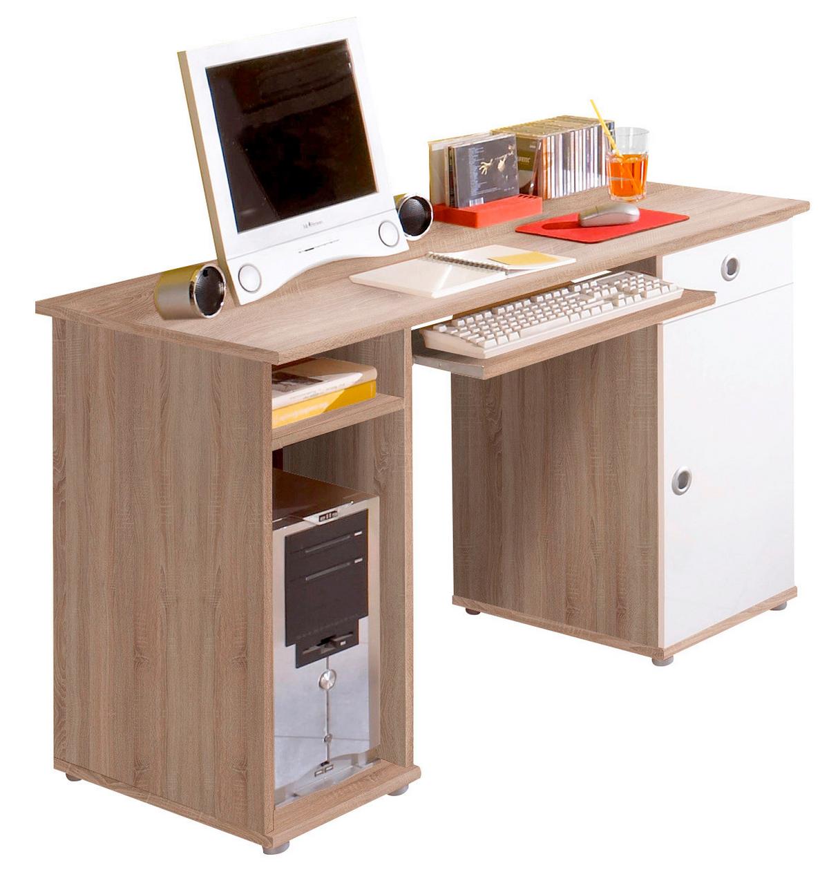 Jugendschreibtisch M. Tastaturauszug B 60cm H 78 Cm - Weiß/Sonoma Eiche, KONVENTIONELL, Holzwerkstoff (120/60/78cm) - MID.YOU