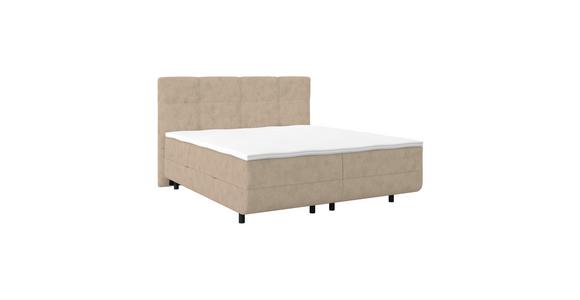 Polsterbett mit Bettkasten 160x200 cm London Beige - Beige/Schwarz, MODERN, Holzwerkstoff/Textil (160/200cm) - Luca Bessoni