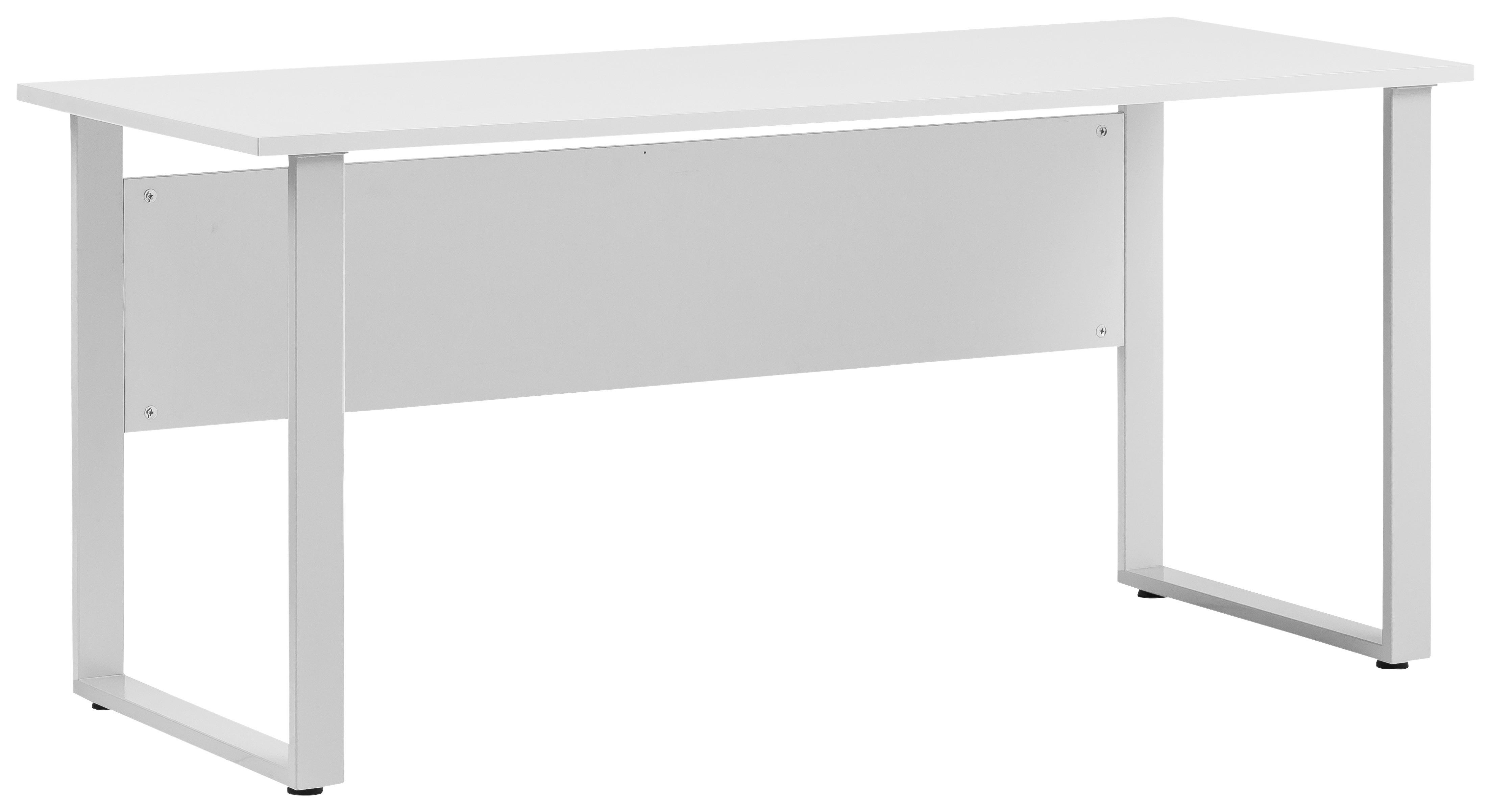 Schreibtisch B 160cm H 73,2cm Serie 1500, Hellgrau - Hellgrau/Alufarben, KONVENTIONELL, Holzwerkstoff/Metall (160/75/73,2cm) - MID.YOU