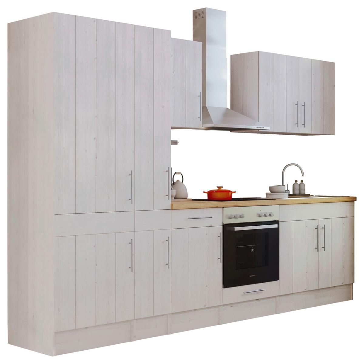 Küchenzeile Mit Geräten 300 Cm Weiß/lärche Dekor - Wildeiche/Lärchefarben, ROMANTIK / LANDHAUS, Holzwerkstoff (300cm) - Respekta