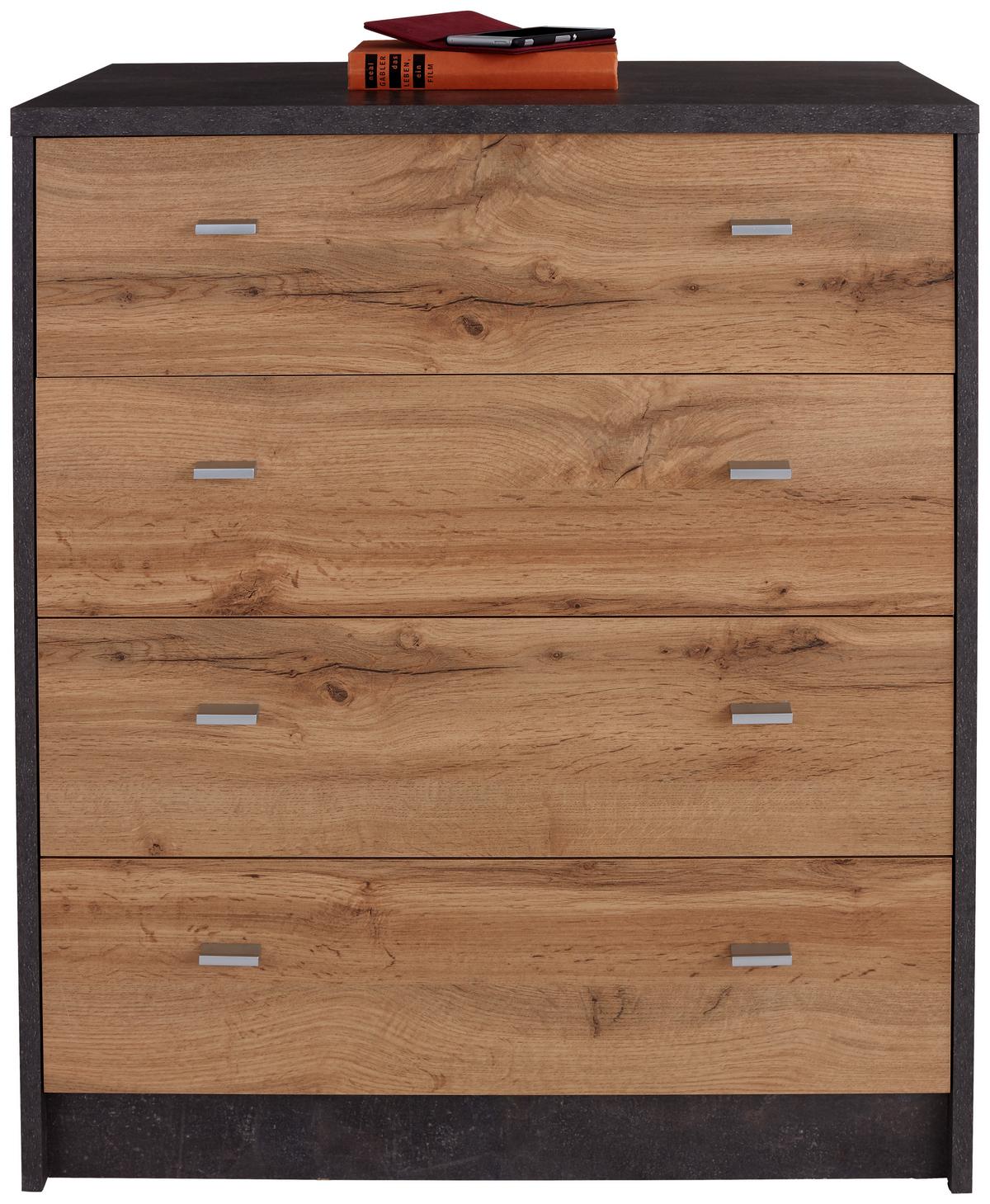 Kommode B 74cm 4-You, Beton Optik/Wotan Eiche Dekor - Eichefarben/Grau, MODERN, Holzwerkstoff (74/85.4/44.3cm)