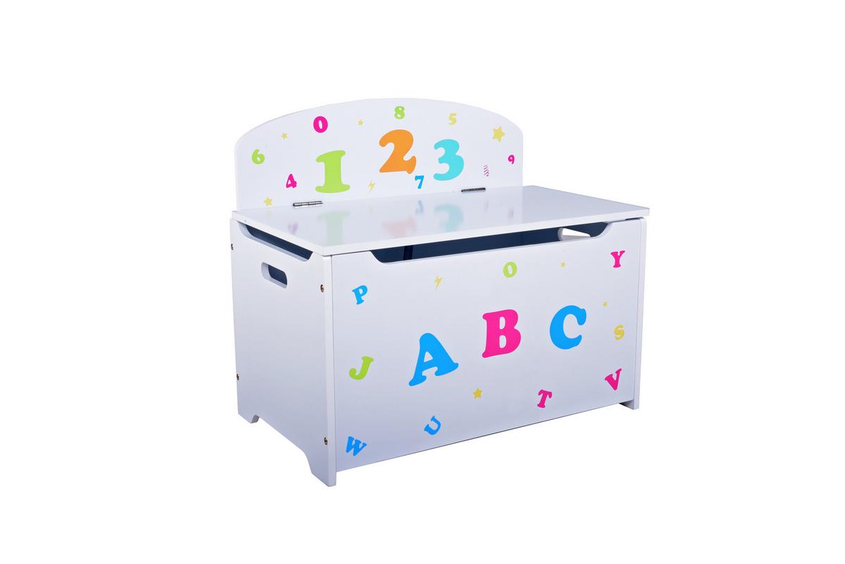 Truhenbank Kinder-Truhenbank, Abc - Weiß, MODERN, Holzwerkstoff (35,5/53/60cm)