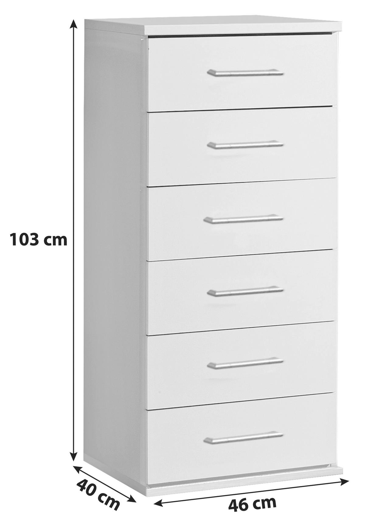 Komoda OSAKA šířka 46cm - bílá/barvy hliníku, Konvenční, kompozitní dřevo/plast (46/103/40cm) - MID.YOU