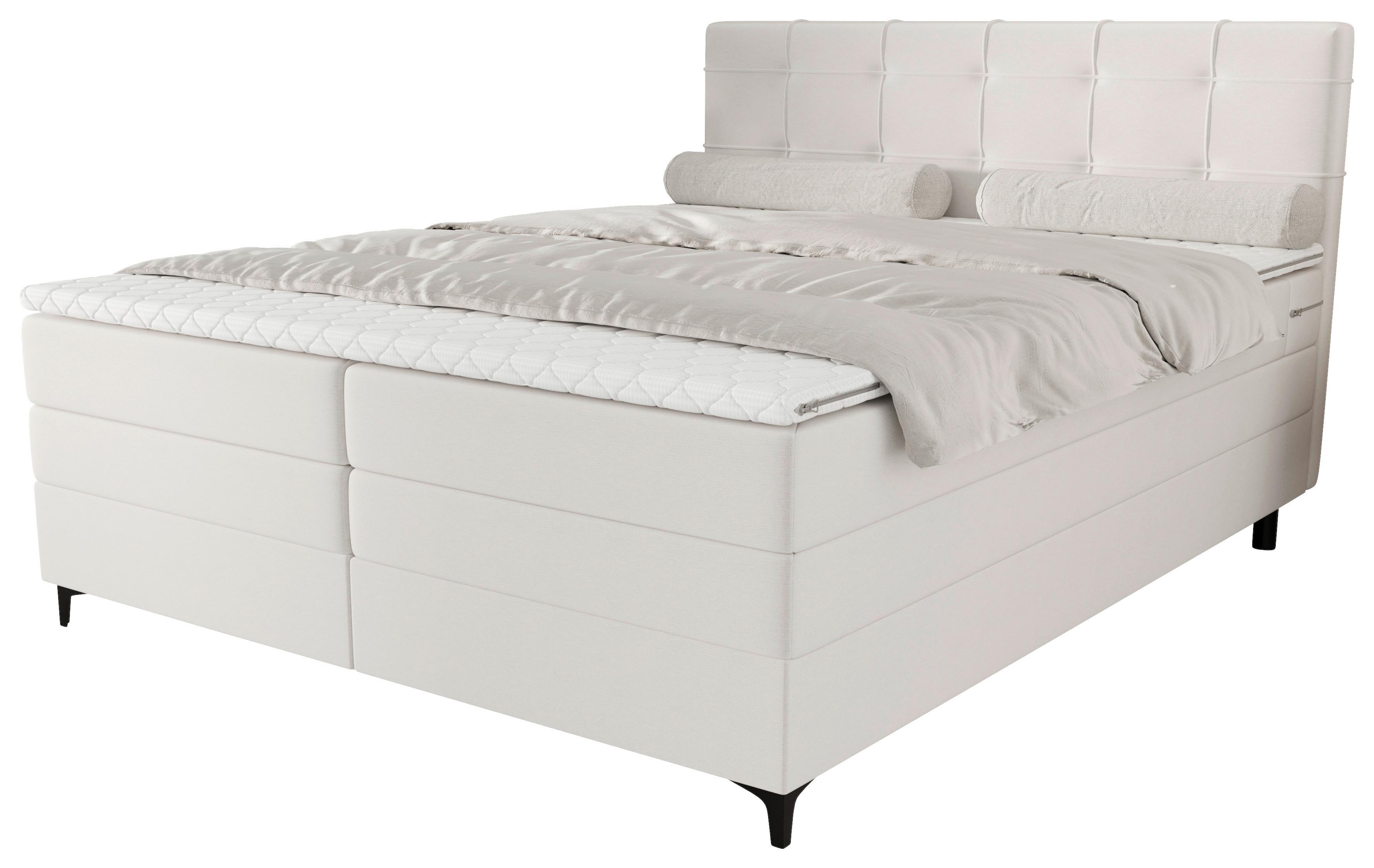 Boxspringbett Mitto mit Topper 180x200 cm - Champagner/Schwarz, KONVENTIONELL, Textil/Metall (180/200cm)