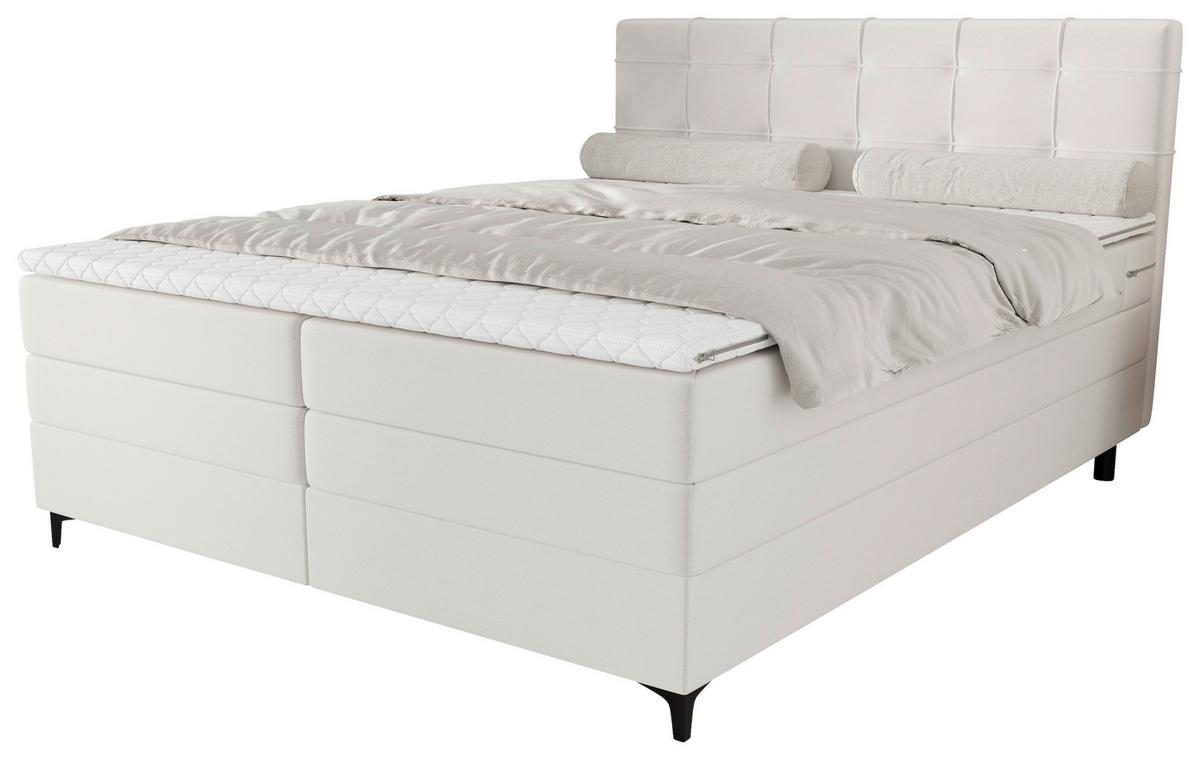 Boxspringbett Mitto mit Topper 180x200 cm - Champagner/Schwarz, KONVENTIONELL, Textil/Metall (180/200cm)