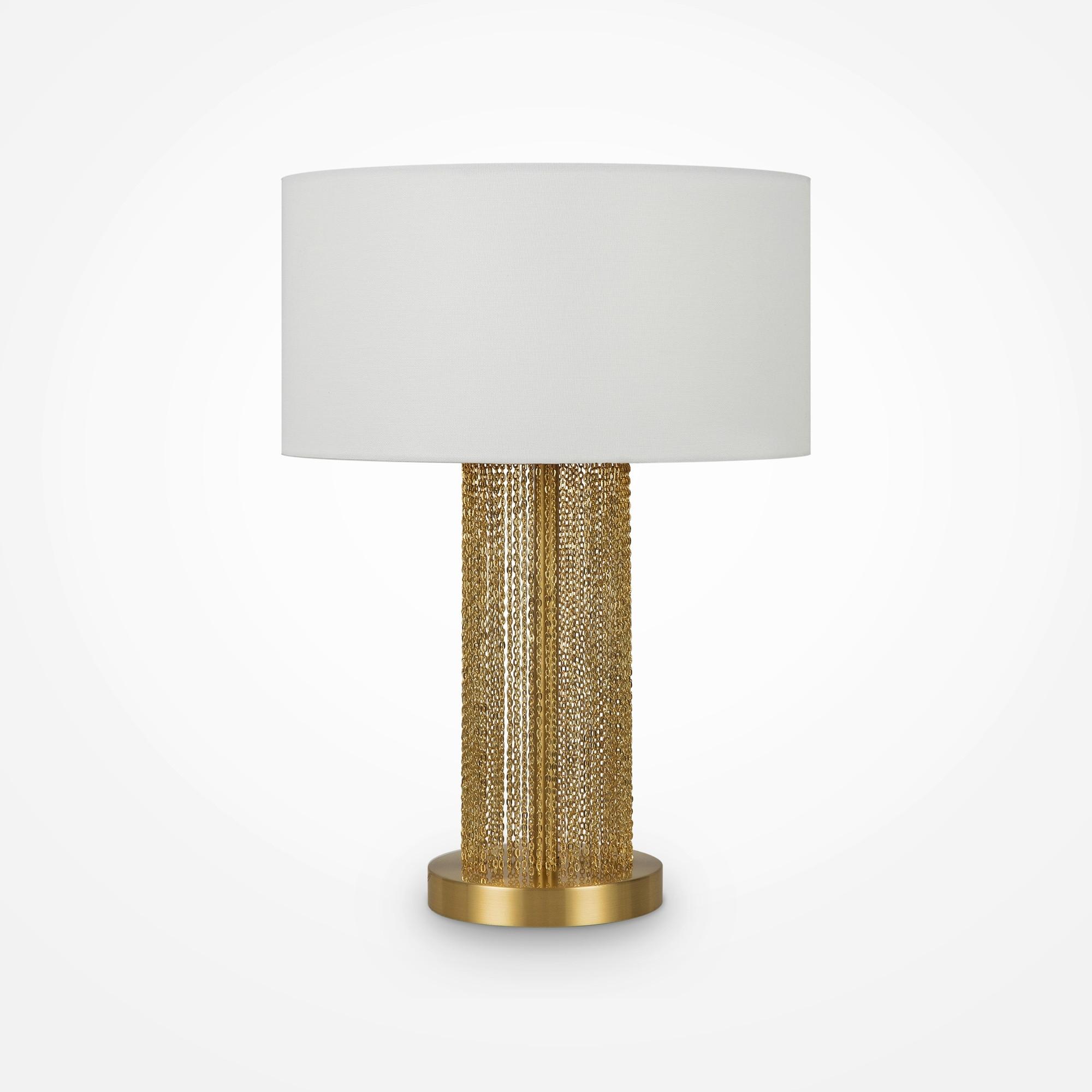 Tischleuchte Impressive - Goldfarben/Weiß, Trend, Textil/Metall (34/47cm) - MAYTONI