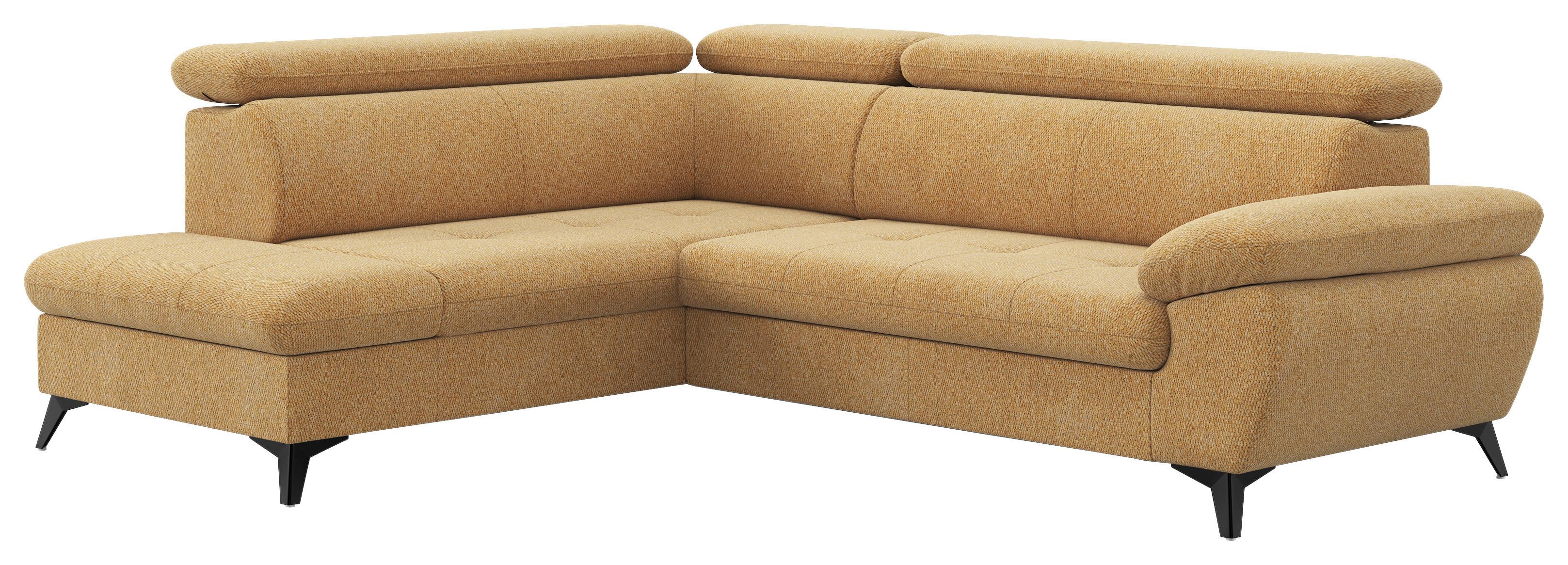 Ecksofa mit Bettfunktion Hudson, Chenille Orange - Schwarz/Orange, KONVENTIONELL, Textil (207/256cm) - Sembella