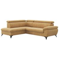 Ecksofa mit Bettfunktion Hudson, Chenille Orange - Schwarz/Orange, KONVENTIONELL, Textil (207/256cm) - Sembella