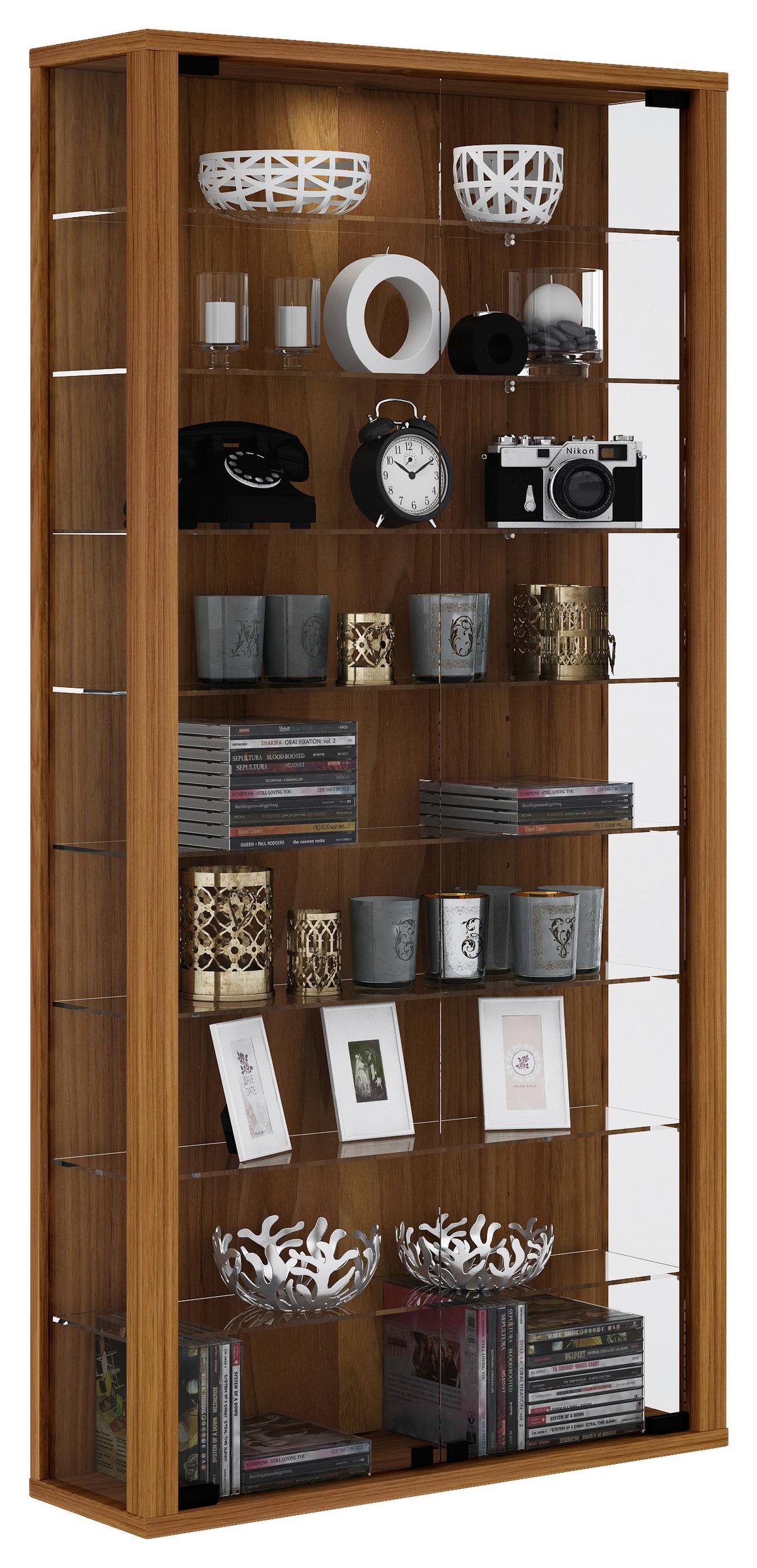 Vitrine Vitrosa Nussbaumfarben Dekor B: 59 Cm - Nussbaumfarben/Schwarz, Design, Glas/Holzwerkstoff (59/114/18cm) - MID.YOU