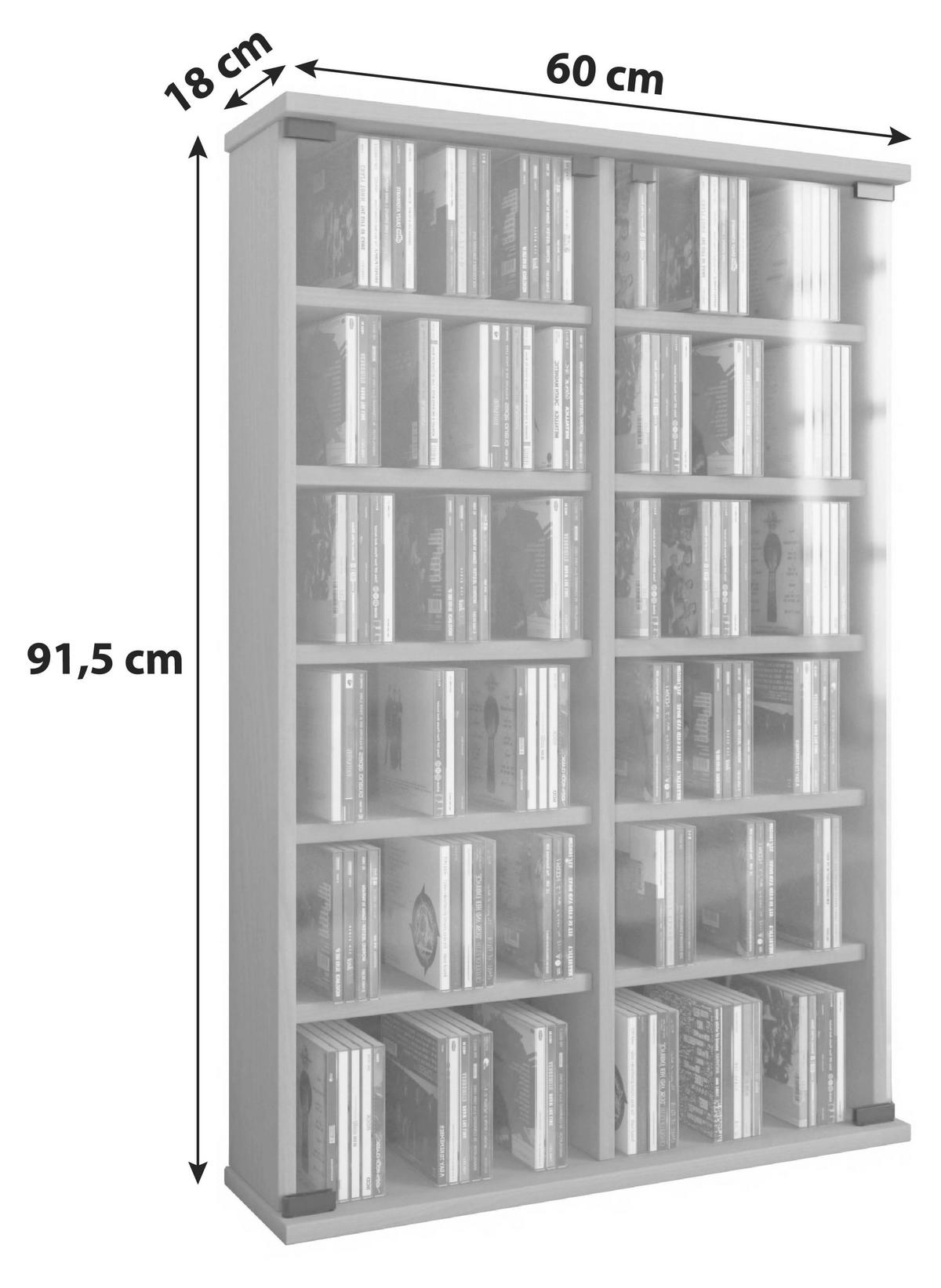 CD Regál Zuntisa buk - barvy buku, Konvenční, kompozitní dřevo/sklo (60/91,5/18cm) - MID.YOU
