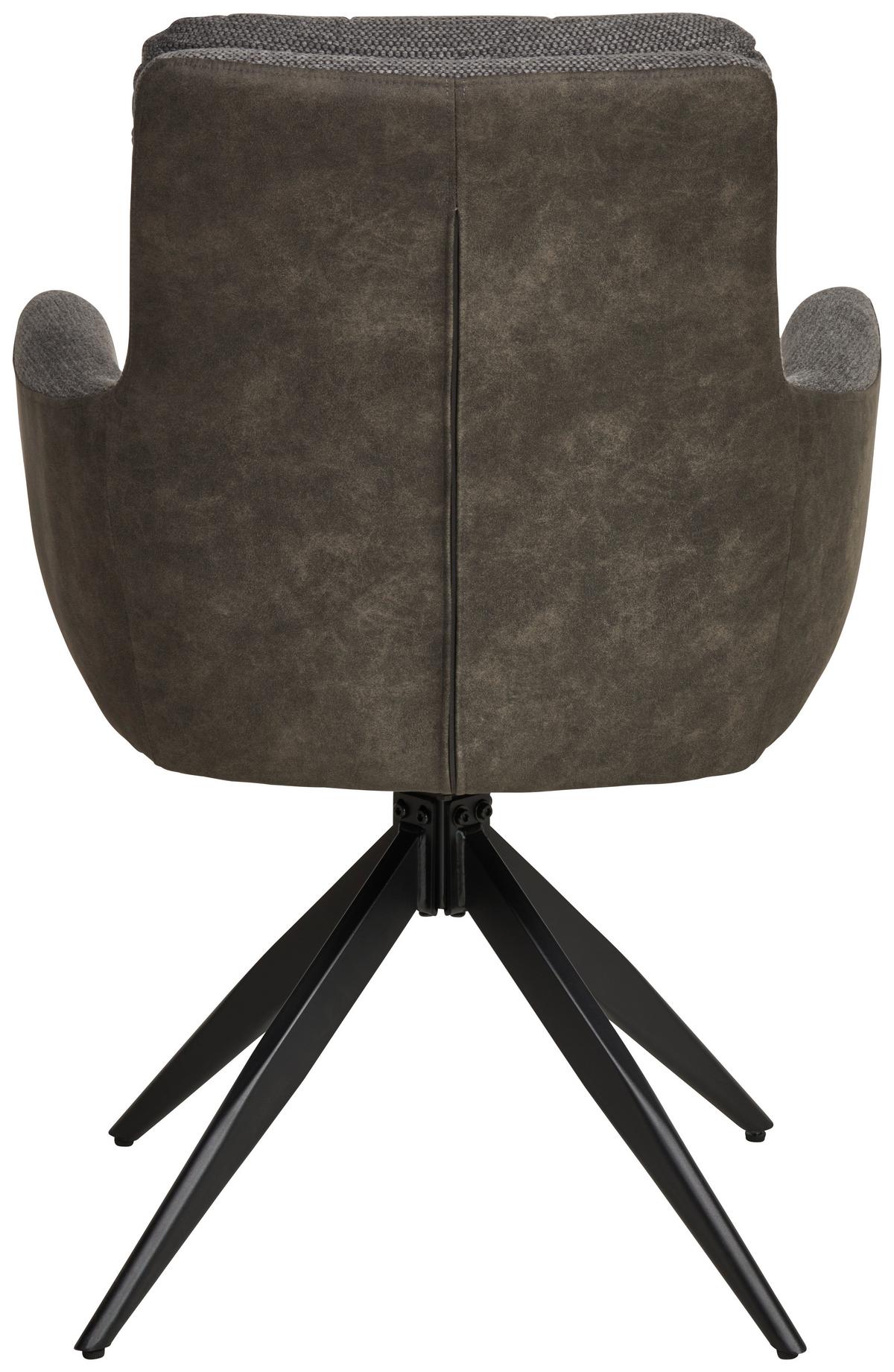 Armlehnstuhl Naim Grau B: 60 Cm, 180 ° Drehbar - Schwarz/Grau, KONVENTIONELL, Holz/Textil (60/93/66cm) - MID.YOU