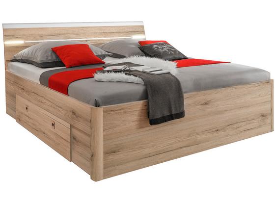 Bett inkl. Laden + Led 180x200 Mars, Eiche Dekor - Eichefarben/Weiß, MODERN, Holzwerkstoff (180/200cm) - MID.YOU Bett inkl. Laden + Led 180x200 Mars, Eiche Dekor - Eichefarben/Weiß, MODERN, Holzwerkstoff (180/200cm) - MID.YOU