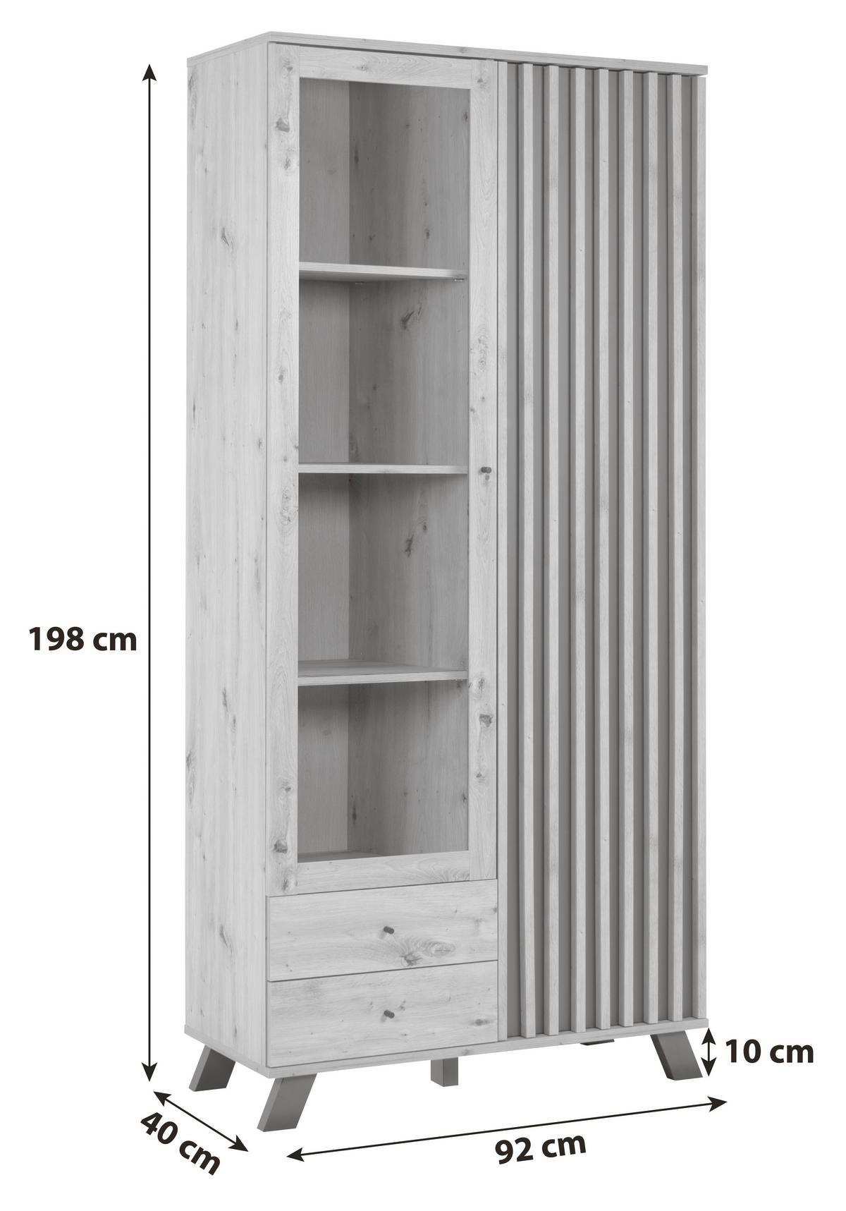 Vitrine Medan B: 92 cm Anthrazit/Eiche Dekor - Anthrazit/Eiche Artisan, LIFESTYLE, Glas/Holzwerkstoff (92/198/40cm) - MID.YOU