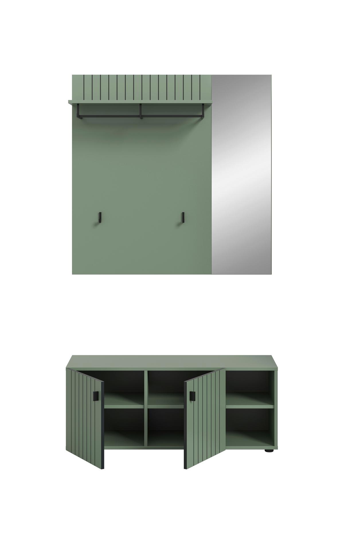 Garderobe Station Graugrün B: 106cm - Graugrün, Design, Holzwerkstoff (106/192/37cm) - MID.YOU