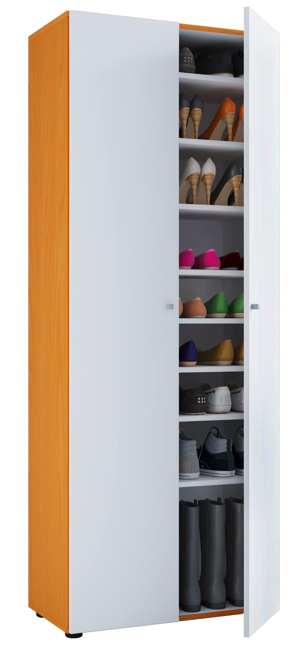 Schuhschrank Vandol Braun/Weiß/Buche Dekor B: 71cm - Buchefarben/Schwarz, Design, Holzwerkstoff (71/180/39cm) - MID.YOU