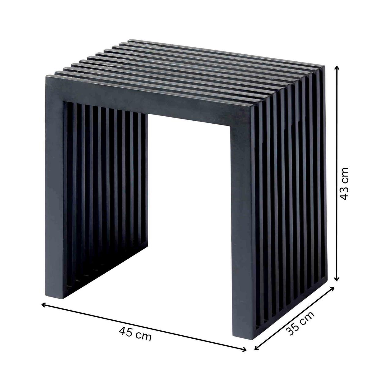 HOCKER RIB - Schwarz, KONVENTIONELL, Holz (45/43/35cm) - MID.YOU