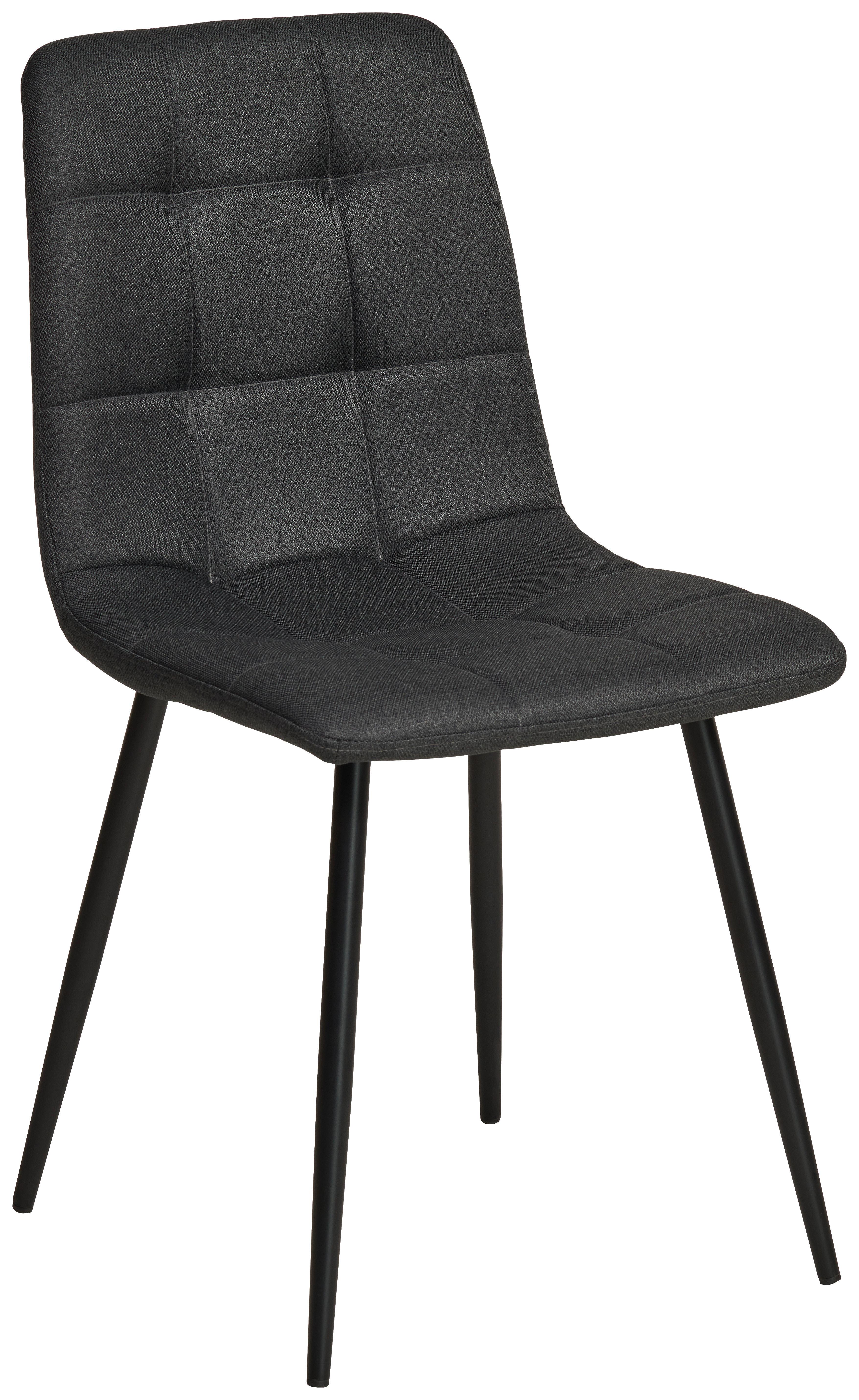 Vierfußstuhl Empoli Grau, B: 44,5 cm - Schwarz/Grau, KONVENTIONELL, Holz/Textil (44,5/86/54,5cm) - Livetastic