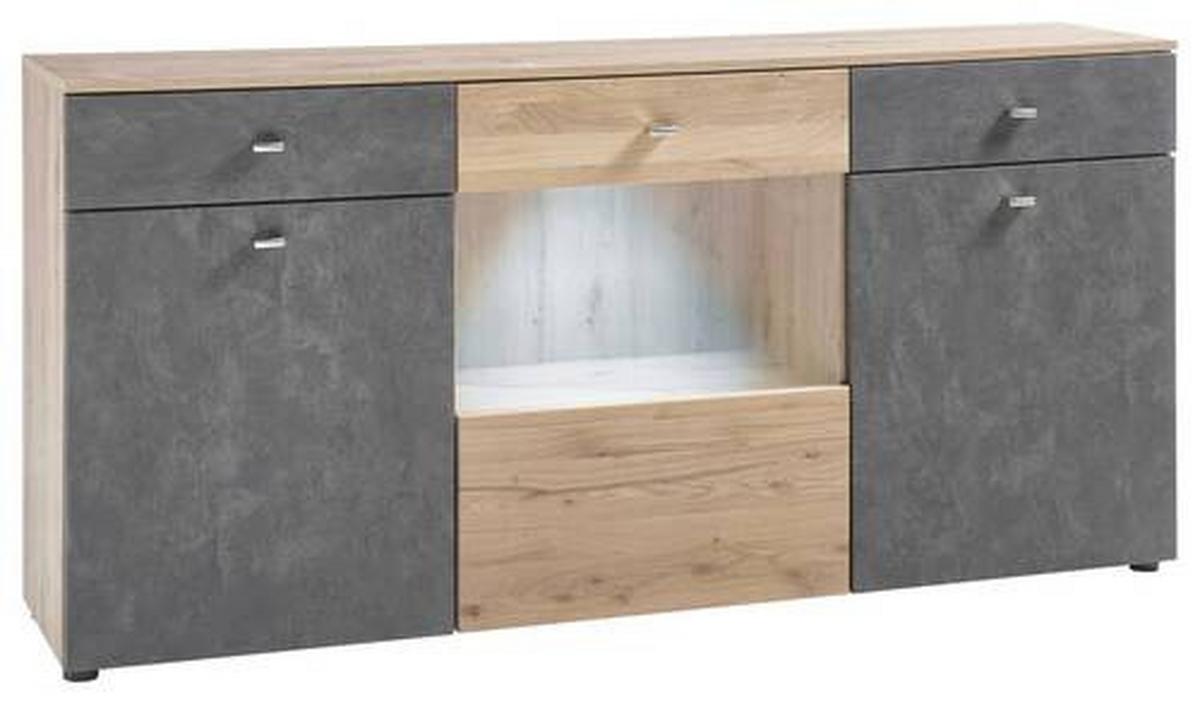 Komoda TREND - sivá/farba duba, Design, kompozitné drevo/plast (174/84/38cm) - MID.YOU