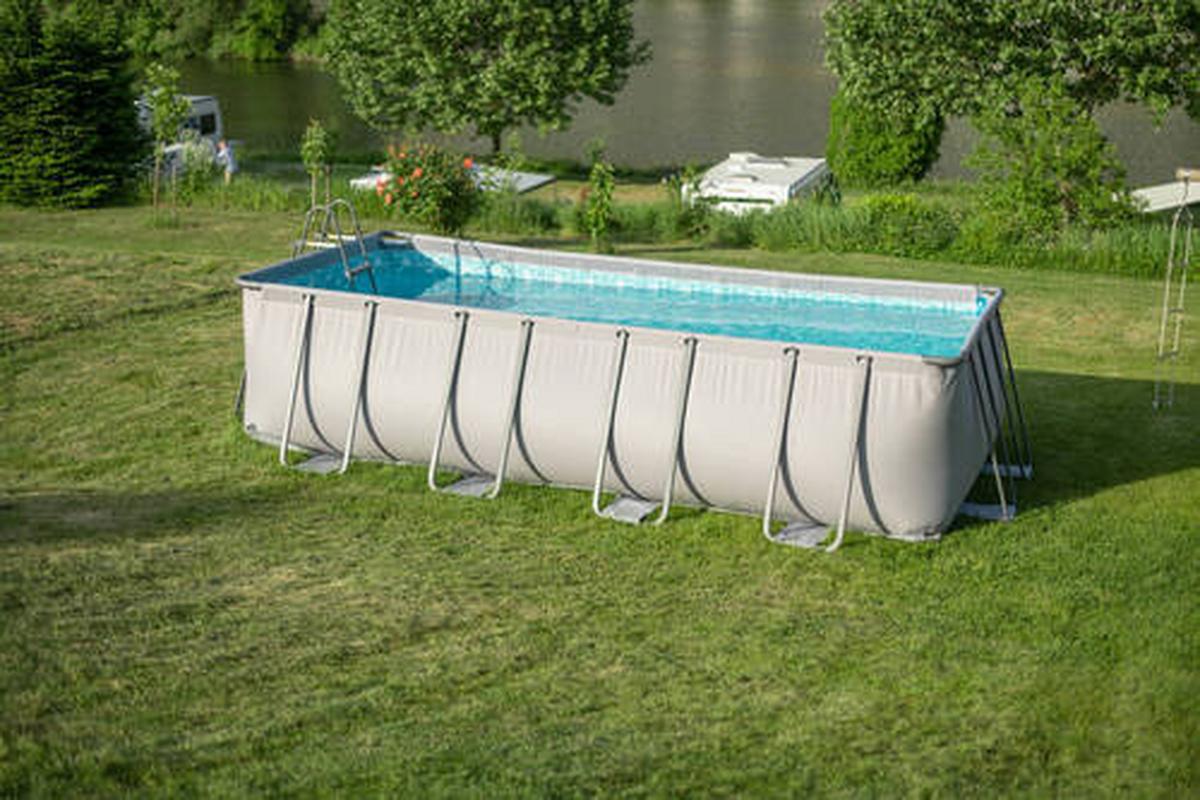 Aufstellpool Rechteckig D: 274 Cm - Anthrazit, KONVENTIONELL, Kunststoff/Metall (274/132/549cm)