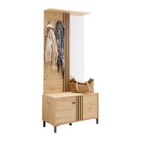 Predsieňový nábytok LAVAL - čierna/dub artisan, Modern, kompozitné drevo/sklo (87/190/40cm) - Mömax