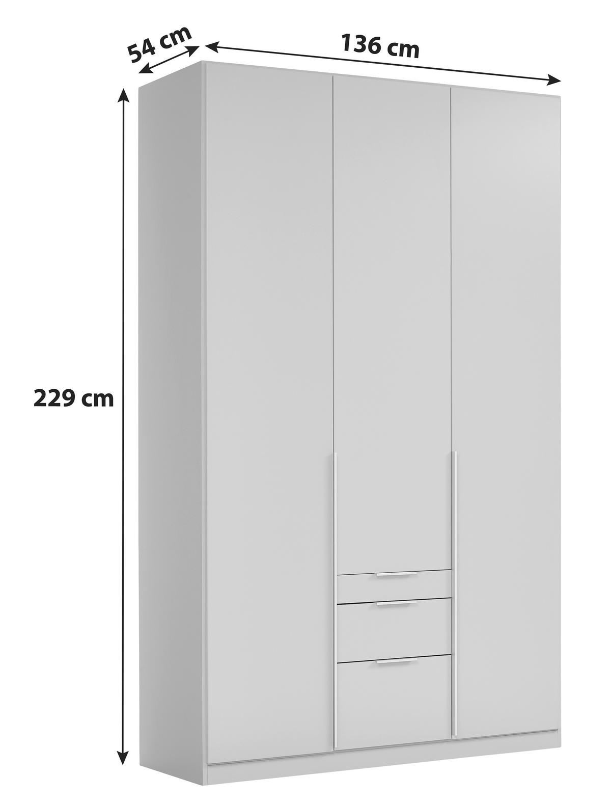 Drehtürenschrank mit Laden 136 cm Alabama, Seidengrau - Hellgrau, MODERN, Holzwerkstoff (136/229/54cm)