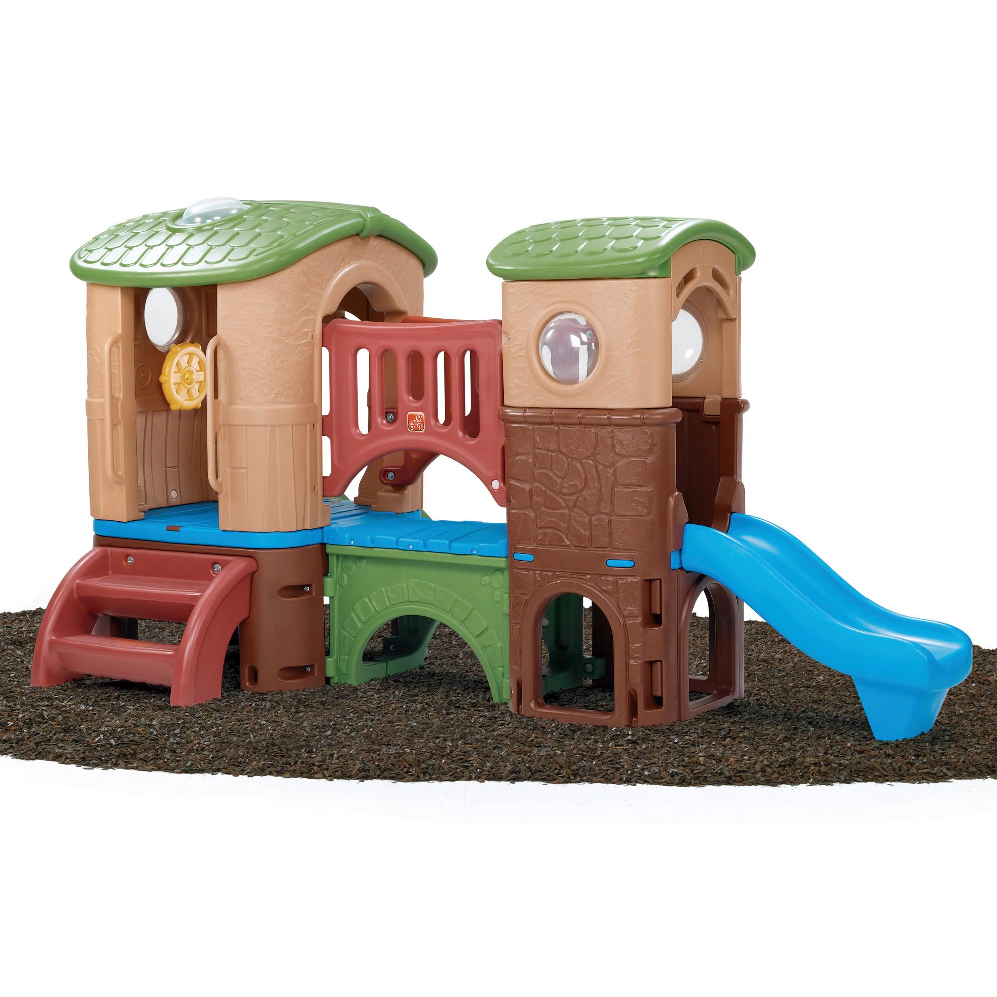 Spielturm Blau/Grün H: 177,8 cm 2-teilig - Blau/Grün, Basics, Kunststoff (348/177,8/232,4cm)