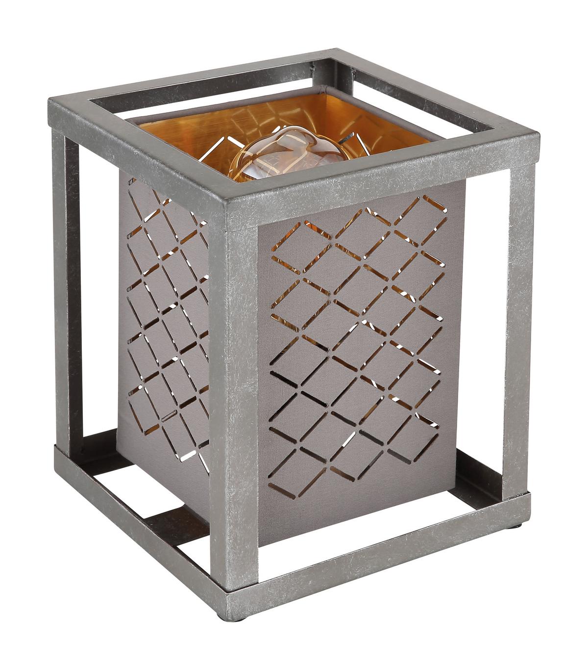 Tischlampe Grau/schwarz/ Silber/gold Mit Schalter - Silberfarben/Goldfarben, Design, Textil/Metall (17/17/22cm) - Globo