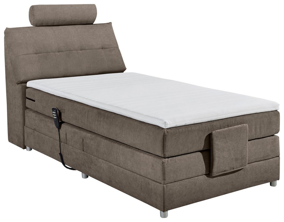 Boxspringbett mit Topper Elektrisch 120x200 cm Palermo - Silberfarben/Braun, MODERN, Holzwerkstoff/Textil (120/200cm) - MID.YOU