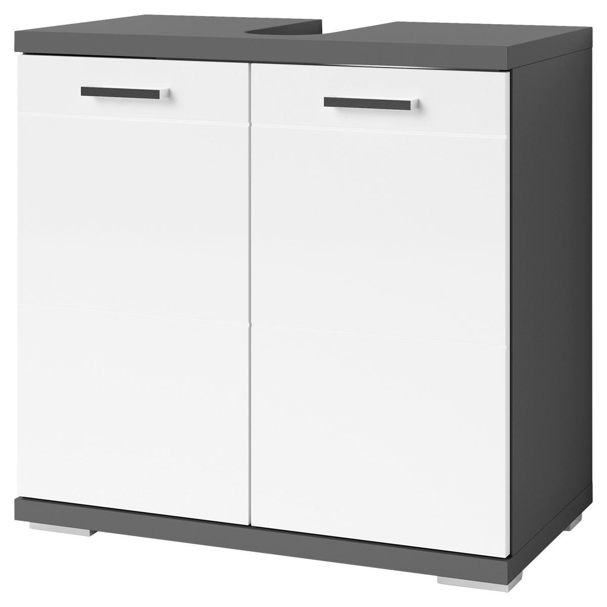 Waschbeckenunterschrank Nebraska B: 60 cm Anthrazit - Chromfarben/Weiß Hochglanz, MODERN, Holzwerkstoff (60/59/31,5cm) - MID.YOU