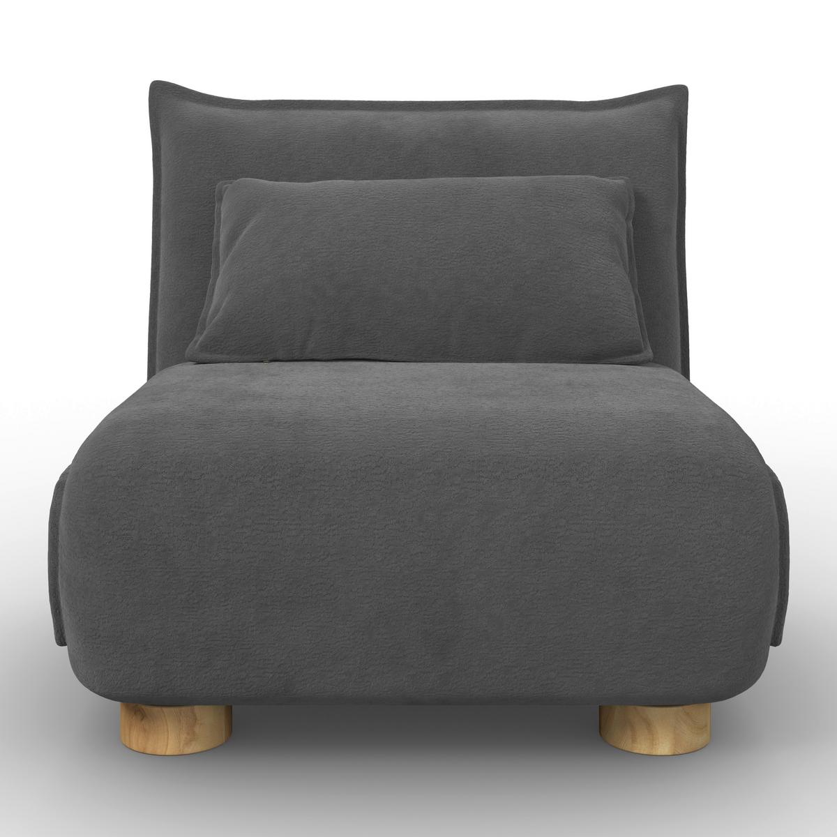 Rozkladacie kreslo BELLA, tmavosivá, max. 120 kg - prírodná farba/tmavosivá, Modern, kov/drevo (85/76/84cm) - Bessagi Home