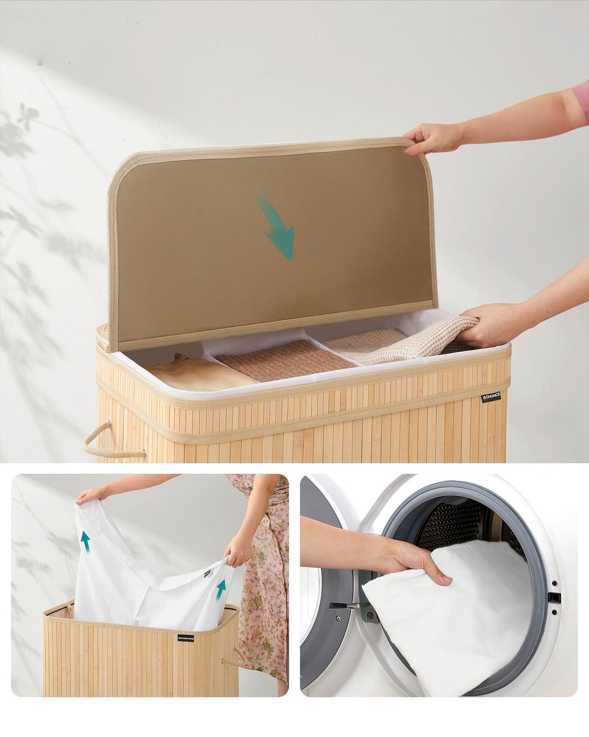 Wäschekorb Naturfarben B: 62,5 cm - Naturfarben, Basics, Naturmaterialien/Textil (62,5/61/41,5cm)