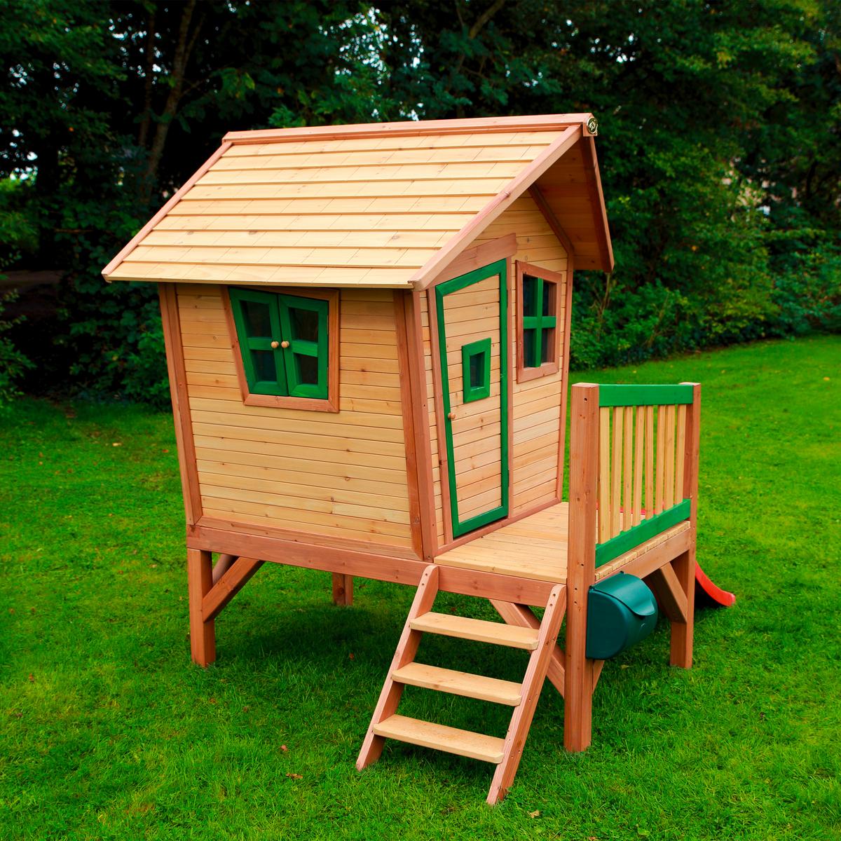 Spielhaus Natur, Rot L: 177 B: 264 H: 203 - Rot/Braun, LIFESTYLE, Holz/Kunststoff (177/264/203cm)