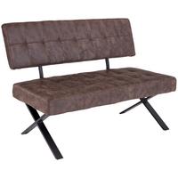 Sitzbank mit Lehne Vintage Braun Lederlook Donna B: 140cm - Anthrazit/Braun, MODERN, Textil/Metall (140/93/61cm)