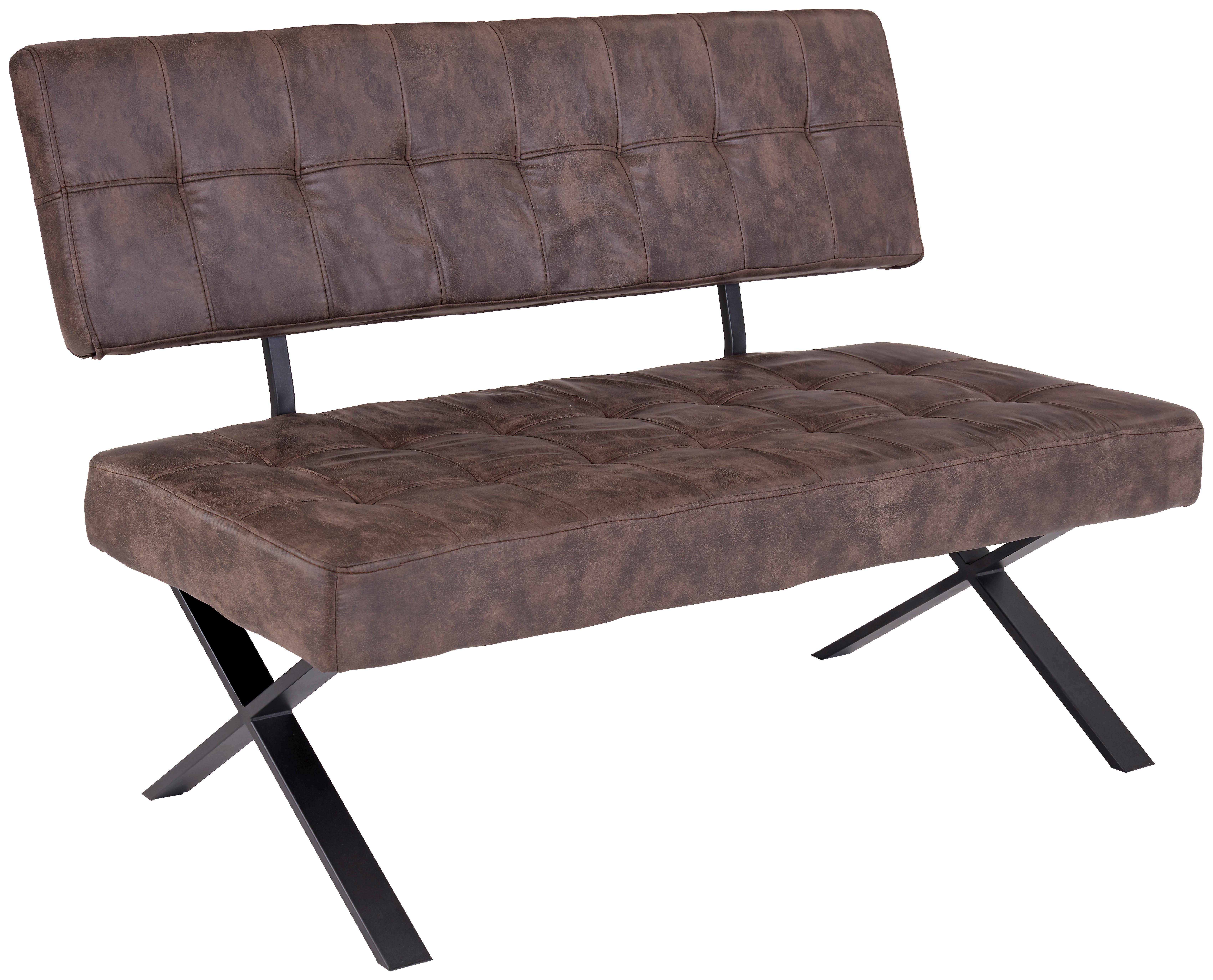 Sitzbank mit Lehne Vintage Braun Lederlook Donna B: 140cm