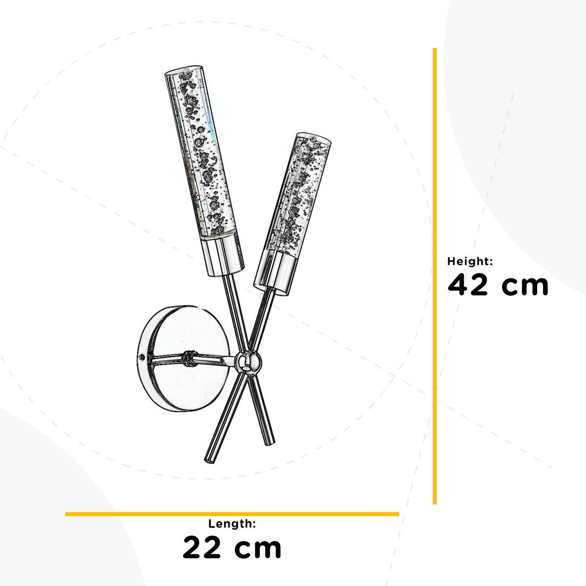 Led-wandleuchte Klar Chromfarben L: 22 Cm - Klar/Chromfarben, Design, Kunststoff/Metall (22/22/42cm)