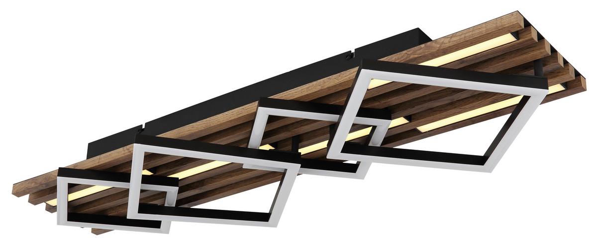 LED-Deckenleuchte 67344d3 Obrien - Dunkelbraun/Schwarz, Natur, Holzwerkstoff/Kunststoff (82/31/9,5cm) - Globo