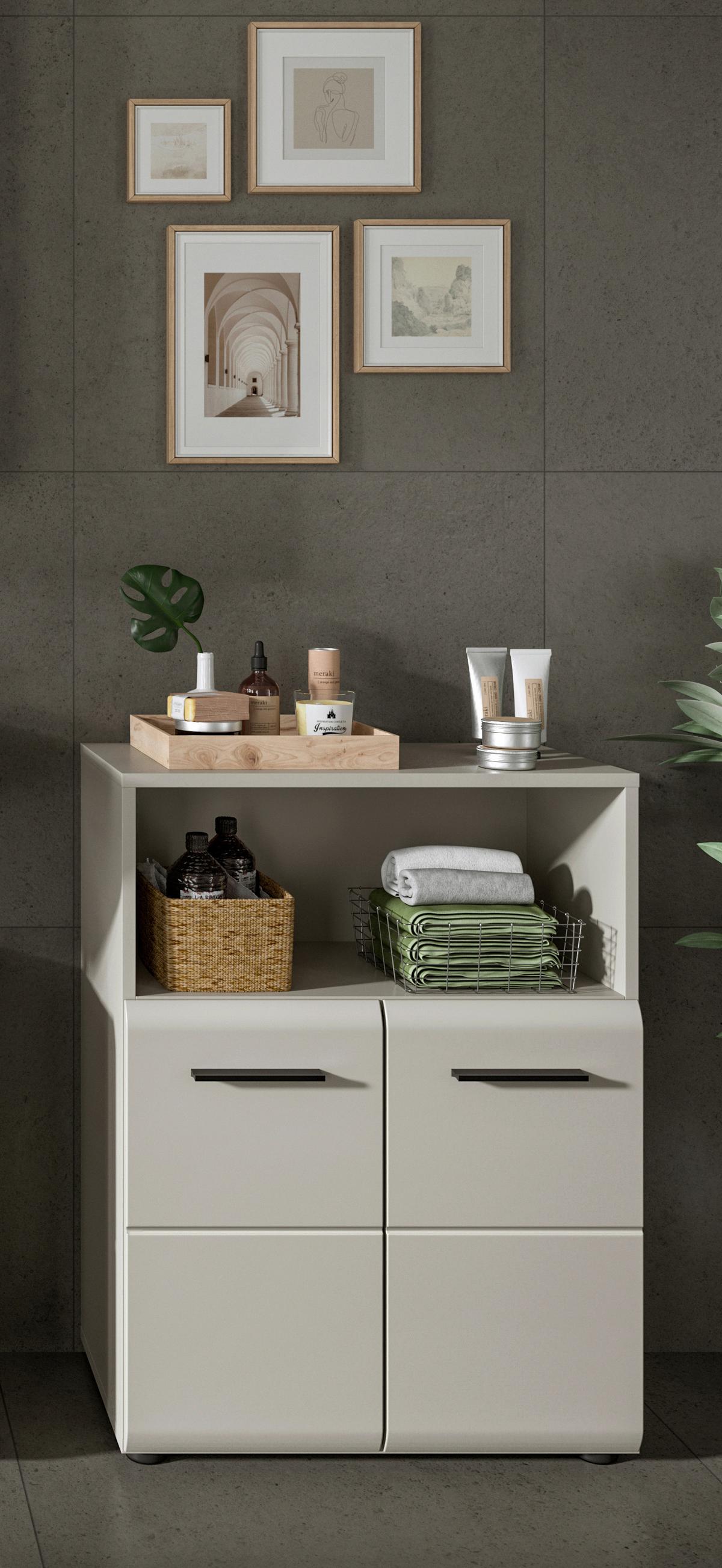 Midischrank Ice Kaschmir B: 60cm - Kaschmir/Schwarz, Trend, Holzwerkstoff (60/80/30cm) - MID.YOU