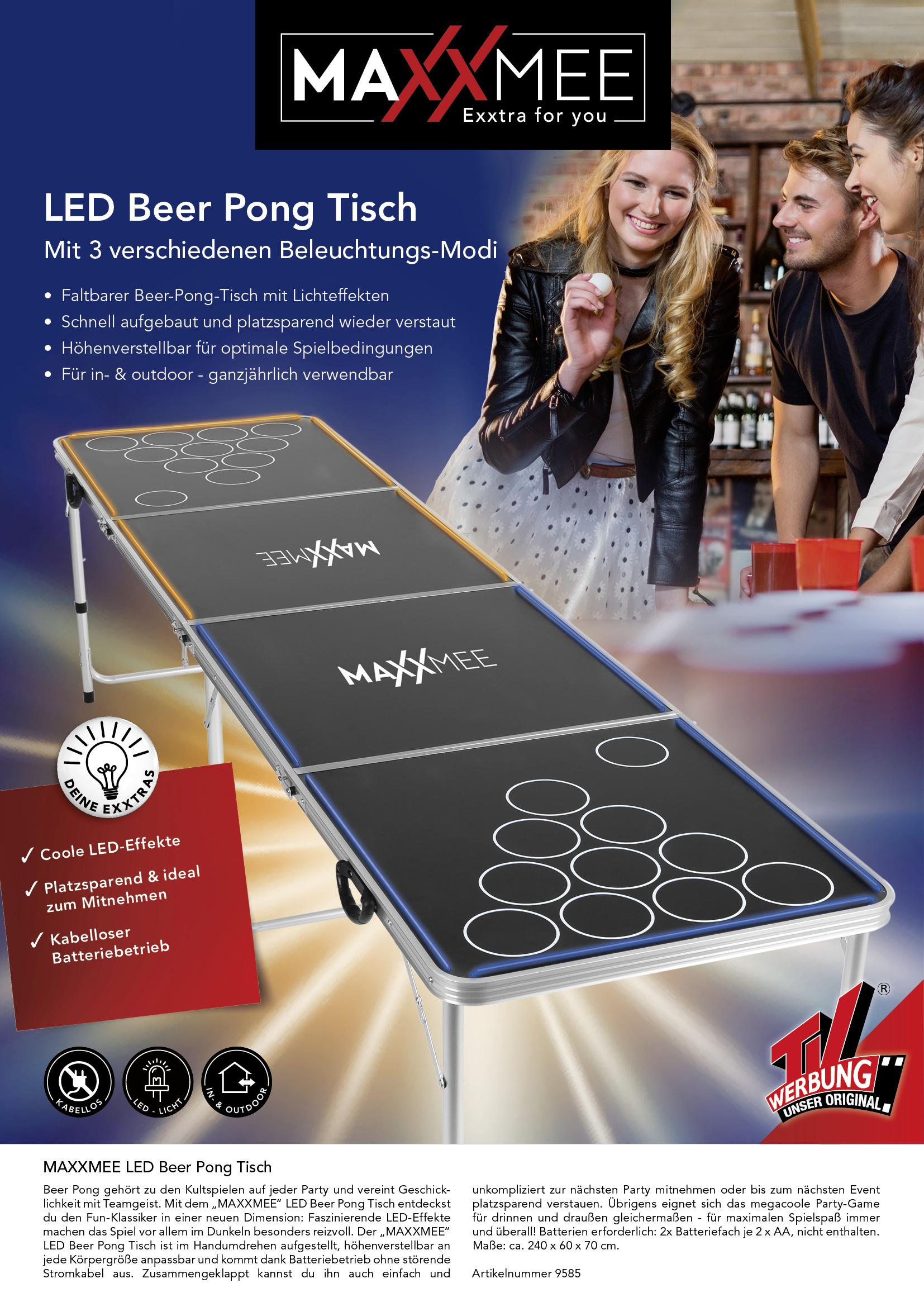 Beer Pong Tisch 60x70x240 cm Klappbar Höhenverstellbar - Schwarz, Basics, Kunststoff/Metall (60/70/240cm)