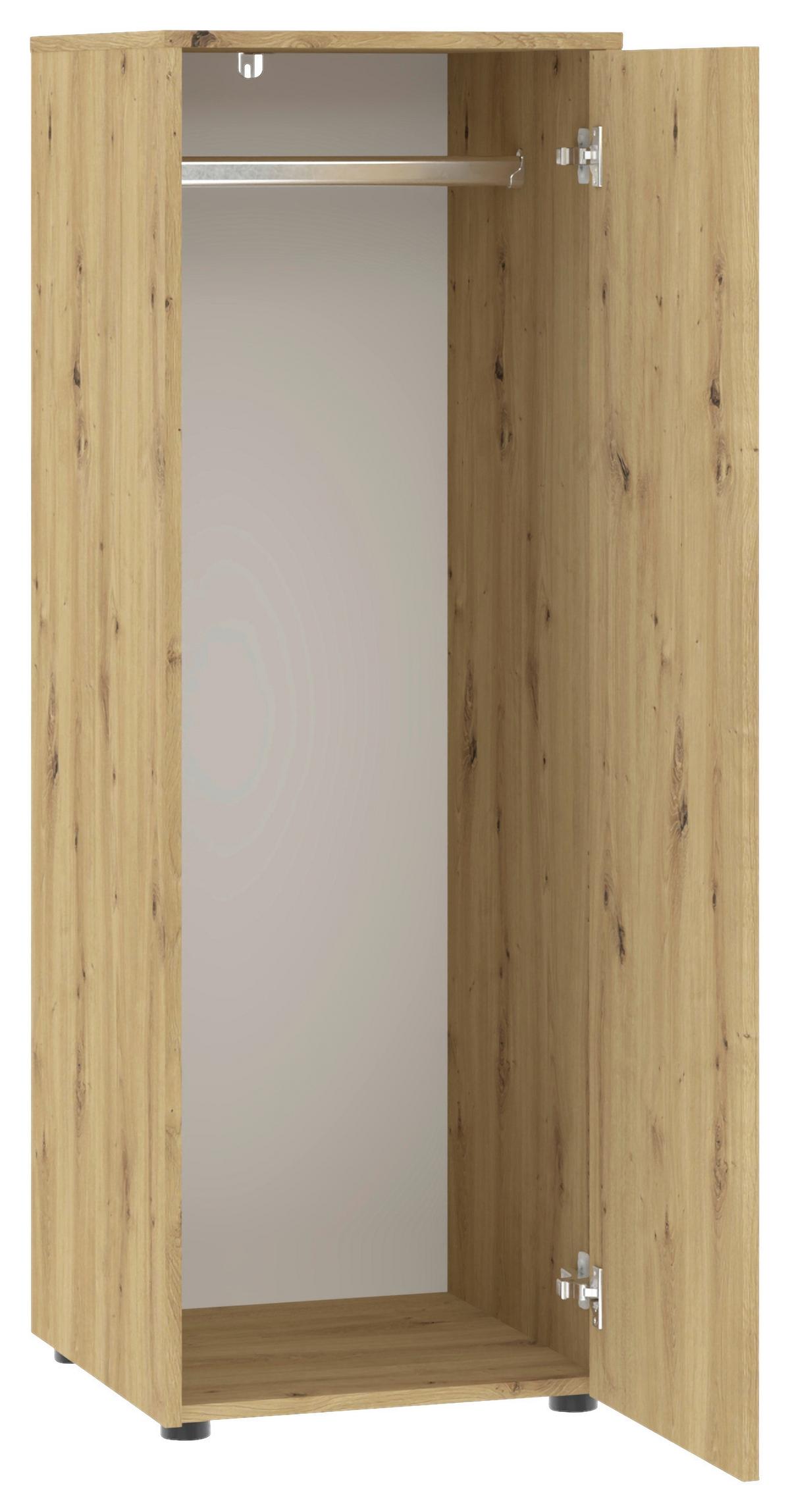 ŠATNÍKOVÁ SKRIŇA KIVO - čierna/dub artisan, Modern, kompozitné drevo/plast (45/129,8/52,1cm)