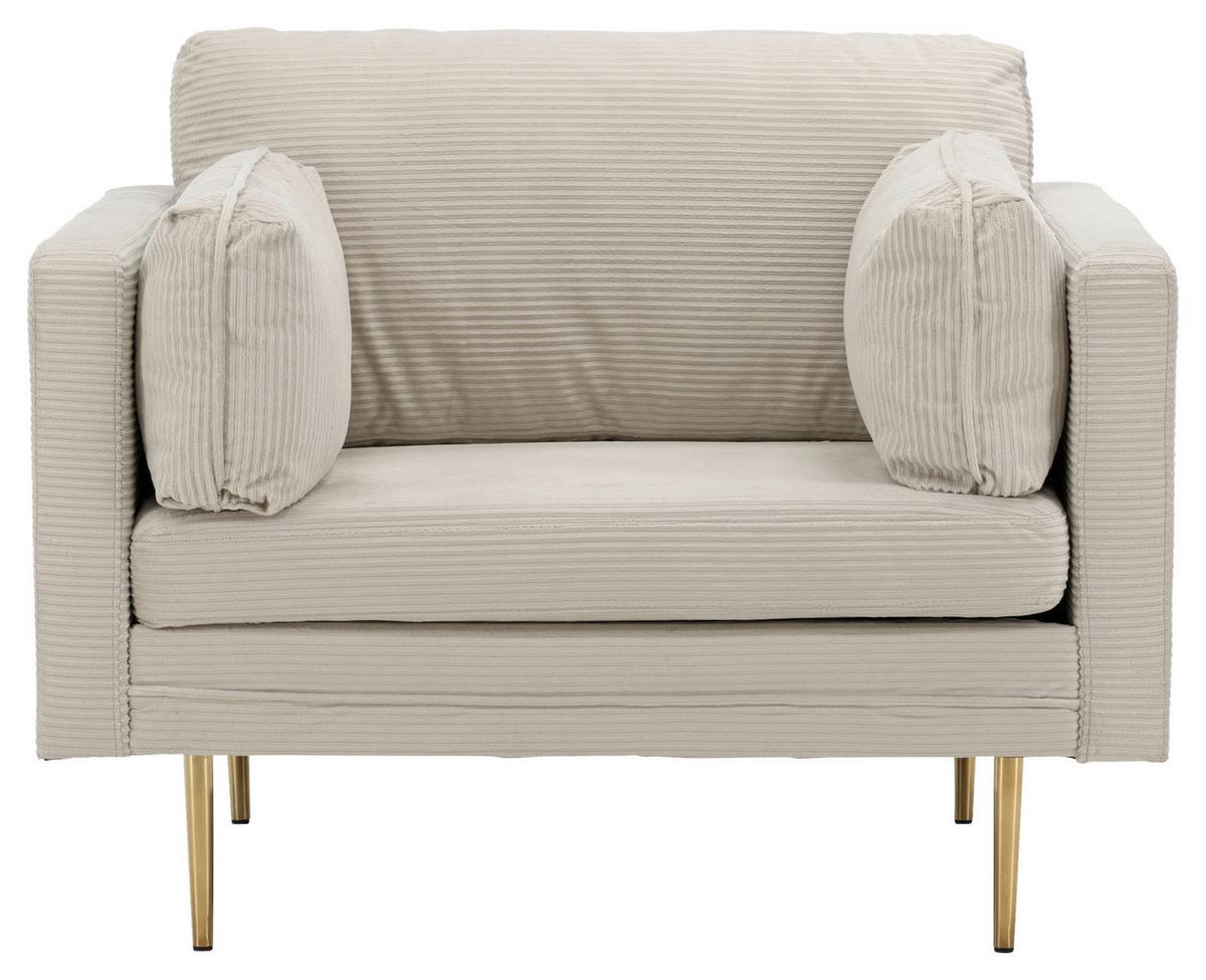 Sessel Boom - Beige/Goldfarben, Design, Textil/Metall (110/84/86cm) - Livetastic