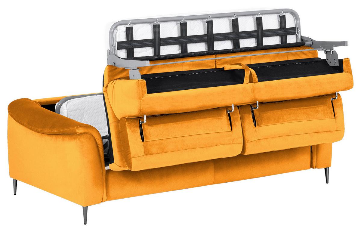 Schlafsofa Pafos Gelb B: 203 cm - Chromfarben/Gelb, Design, Textil (203/77-98/103cm) - MID.YOU