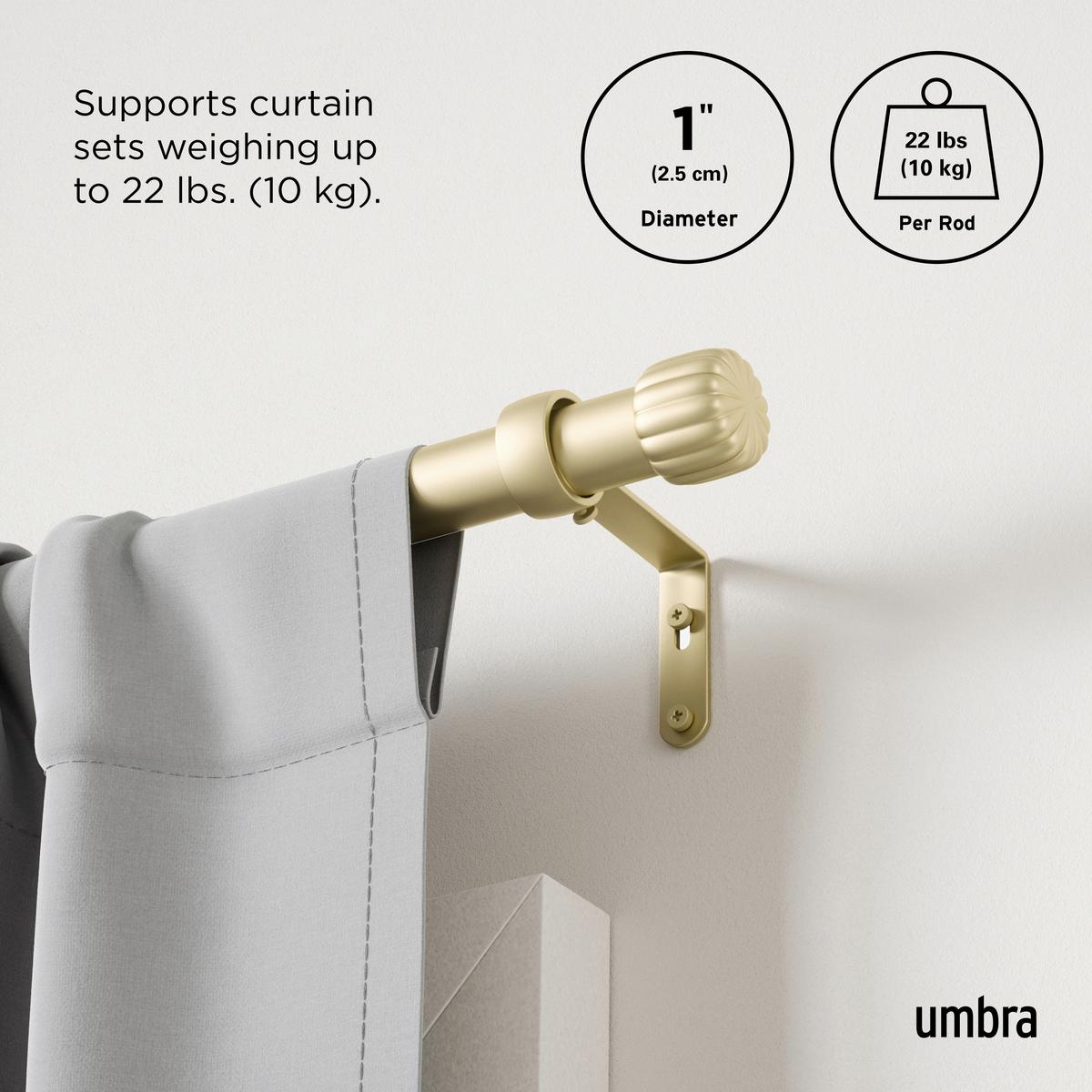 Vorhangstangenset Cleo Goldfarben L: 91-168 cm - Goldfarben, KONVENTIONELL, Kunststoff/Metall (91-168cm) - Umbra