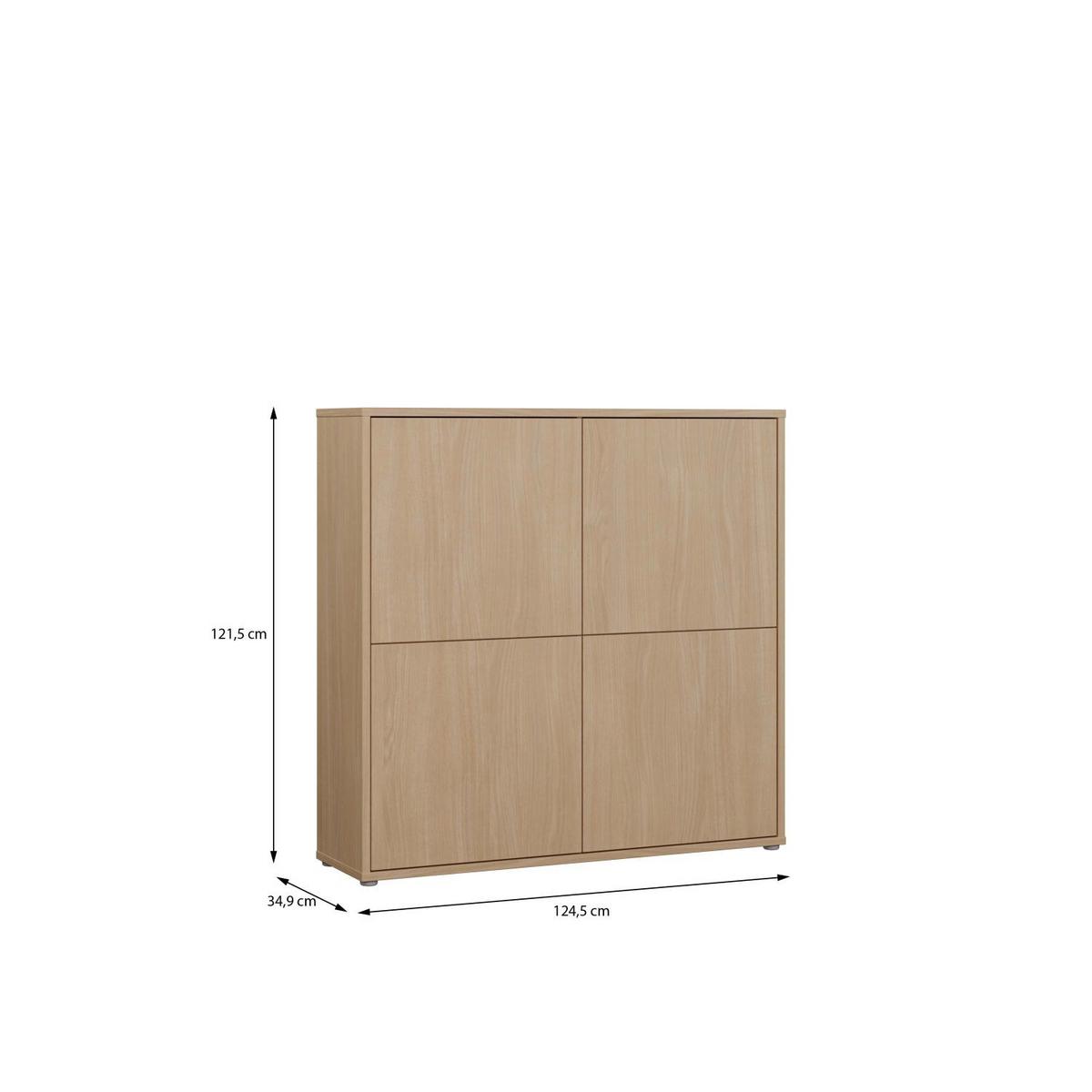 Vysoká komoda dekor dub Elegancia - barvy dubu/béžová hnědá, Moderní, kompozitní dřevo (124,5/121,5/34,9cm)