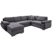 Wohnlandschaft Terana mit Schlaffunktion, Grau - Chromfarben/Grau, KONVENTIONELL, Textil (157/305/219cm) - P & B