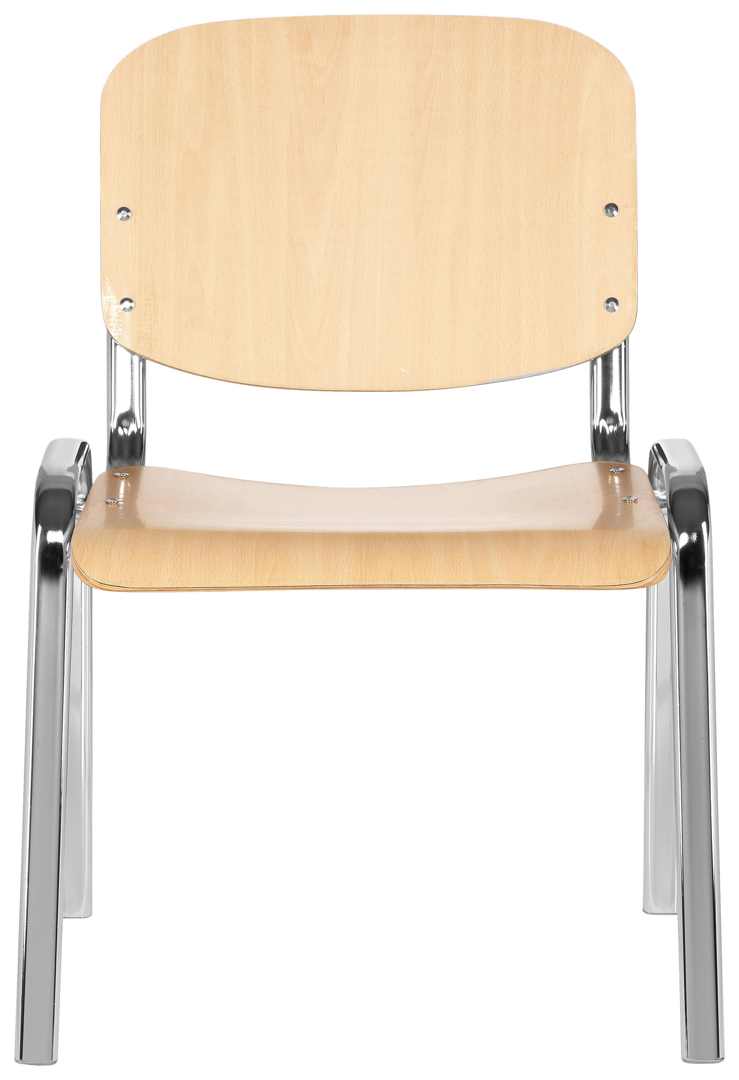 Besucherstuhl Xt 600 Stapelbar Buche-/Chromfarben Bis 100 Kg - Chromfarben/Buchefarben, Basics, Holz/Metall (58/81/48cm) - MID.YOU