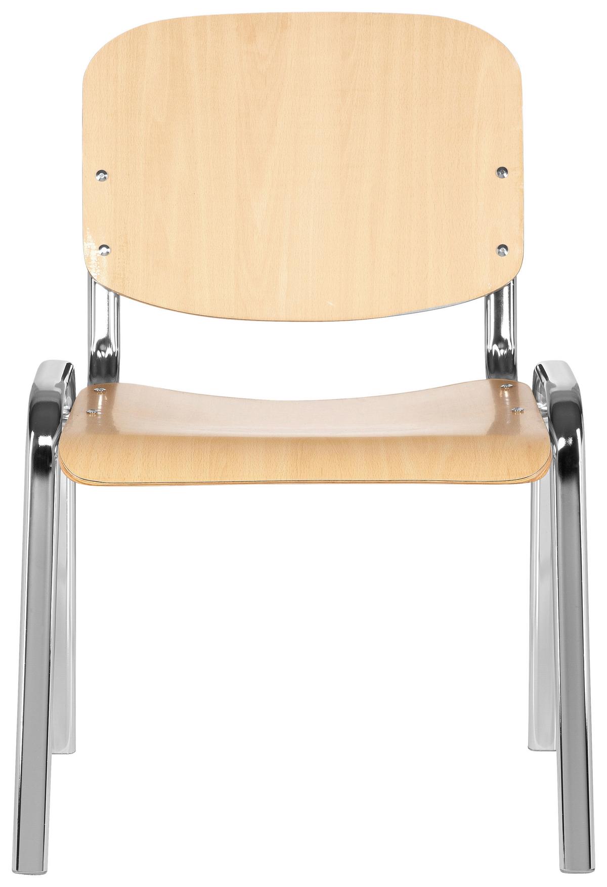 Besucherstuhl Xt 600 Stapelbar Buche-/Chromfarben Bis 100 Kg - Chromfarben/Buchefarben, Basics, Holz/Metall (58/81/48cm) - MID.YOU